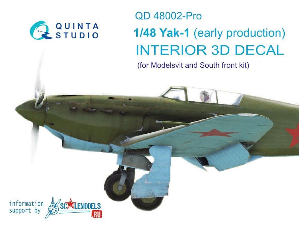 QD48002-Pro - Yak-1 (early production) 3D-Printed &amp; coloured dashboard on decal paper (for SF and Modelsvit kit) - 1:48