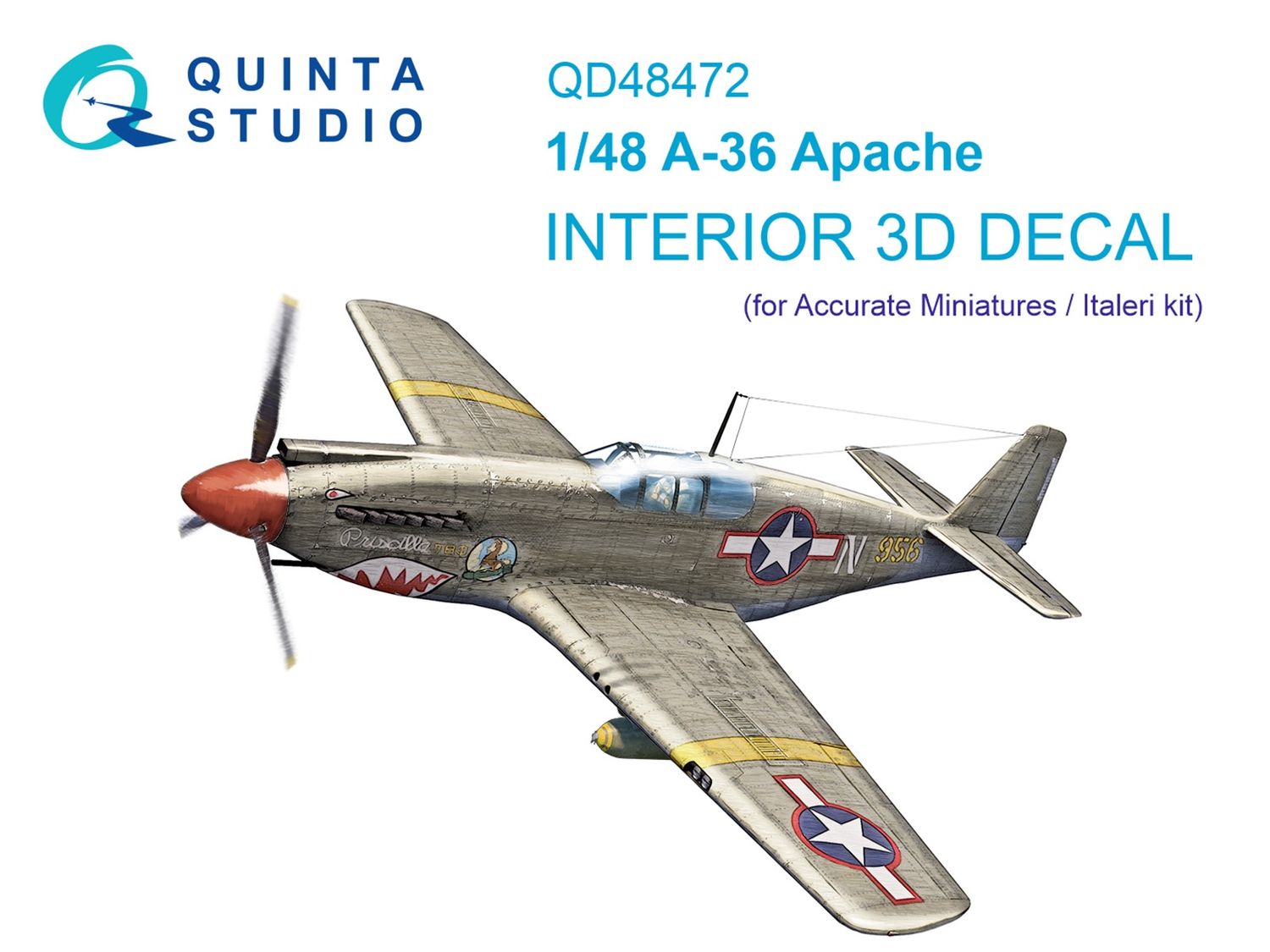QD48472 - A-36 3D-Printed &amp; coloured Interior on decal paper (Accurate Miniatures/Italeri) - 1:48
