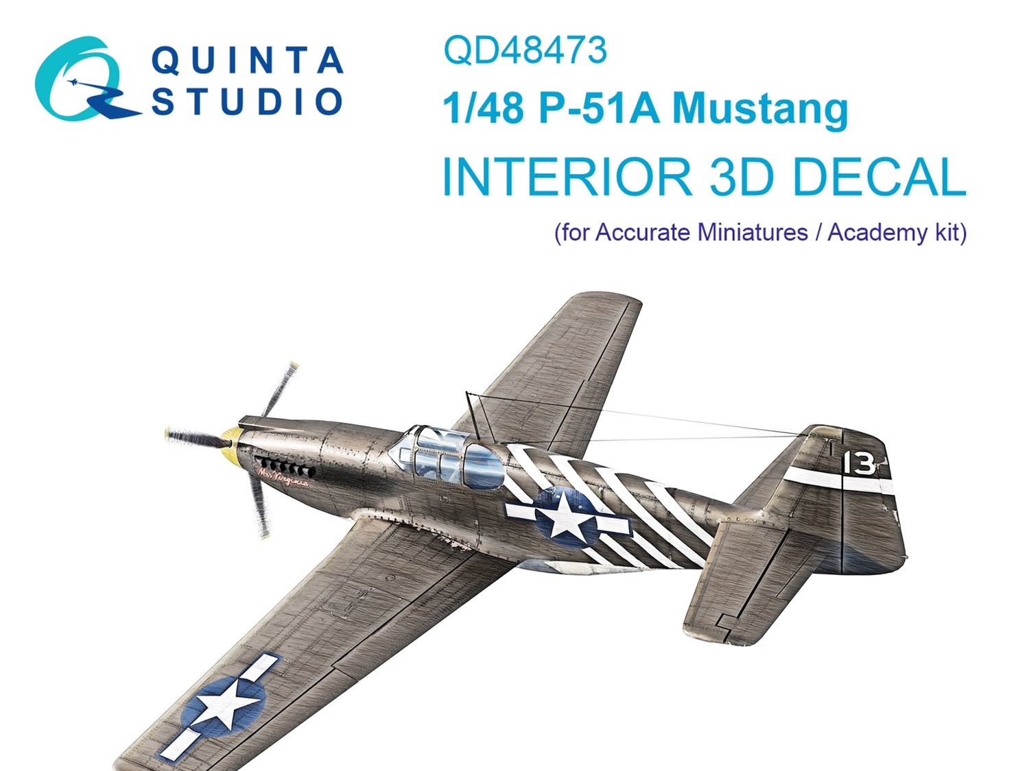 QD48473 - P-51A 3D-Printed &amp; coloured Interior on decal paper (Accurate Miniatures/Academy) - 1:48