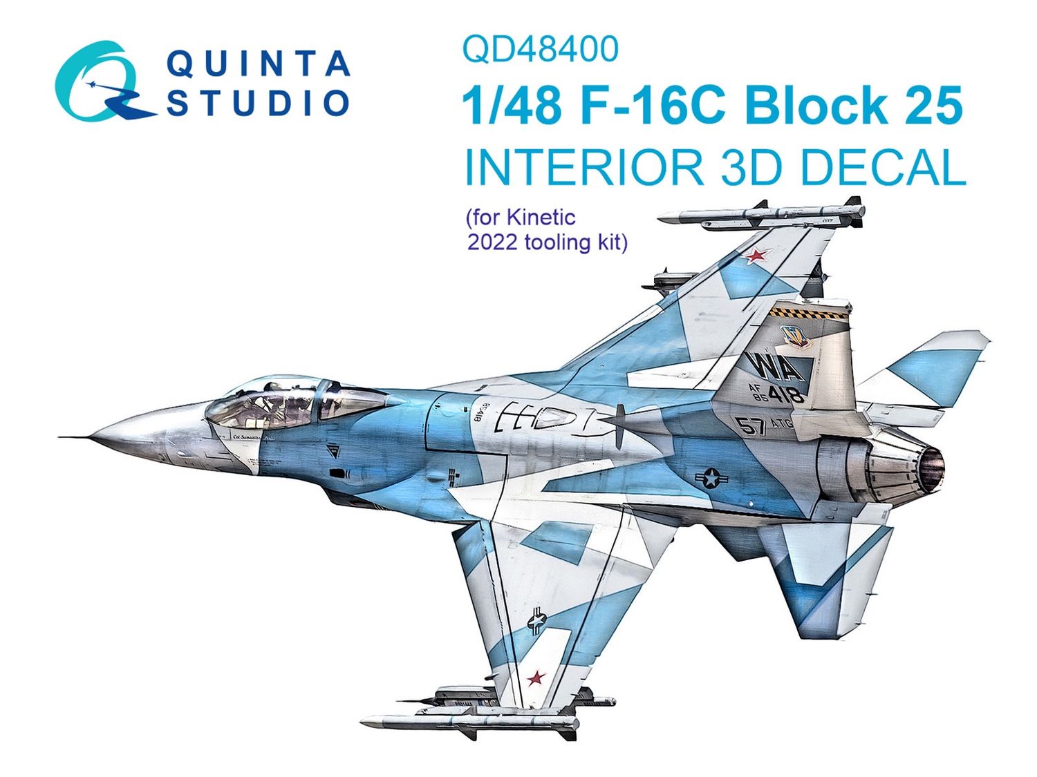 QD48400 - F-16C block 25 3D-Printed &amp; coloured Interior on decal paper (Kinetic 2022 tool) - 1:48