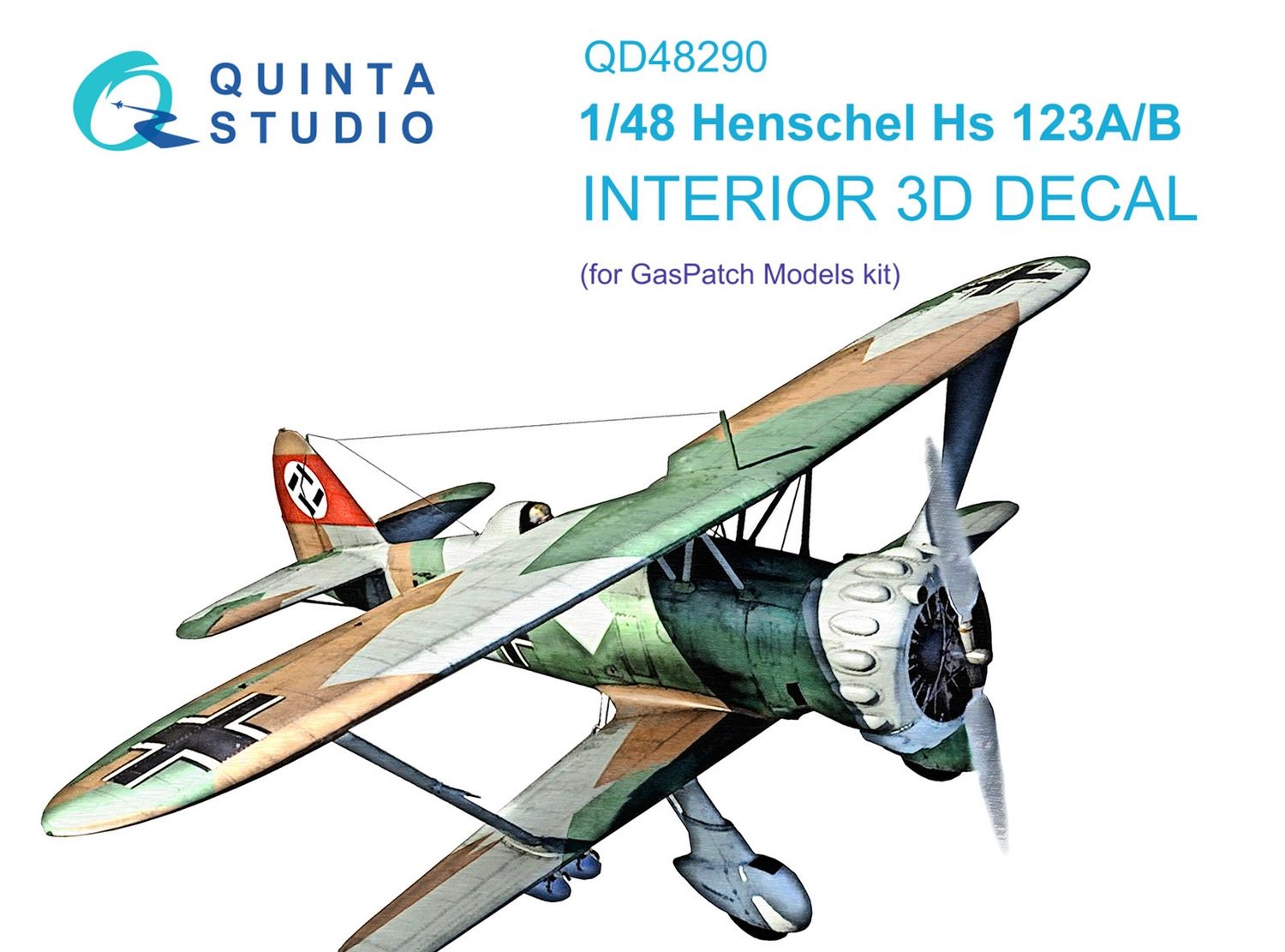 QD48290 - Henschel Hs 123A/B 3D-Printed &amp; coloured Interior on decal paper (for GasPatch models kit) - 1:48
