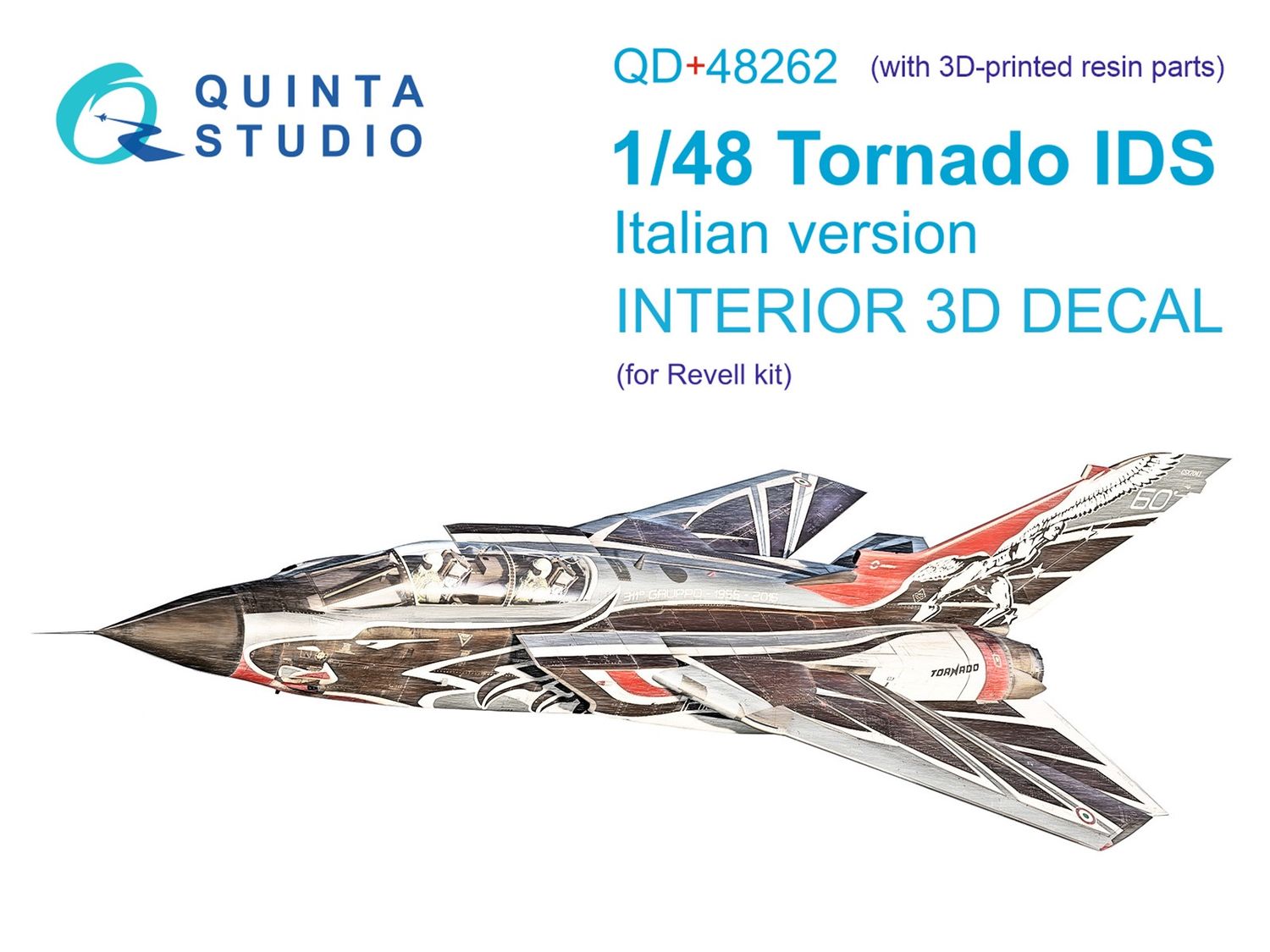QD+48262 - Tornado IDS Italian 3D-Printed &amp; coloured Interior on decal paper (for Revell kit) (with 3D-printed resin parts) - 1:48