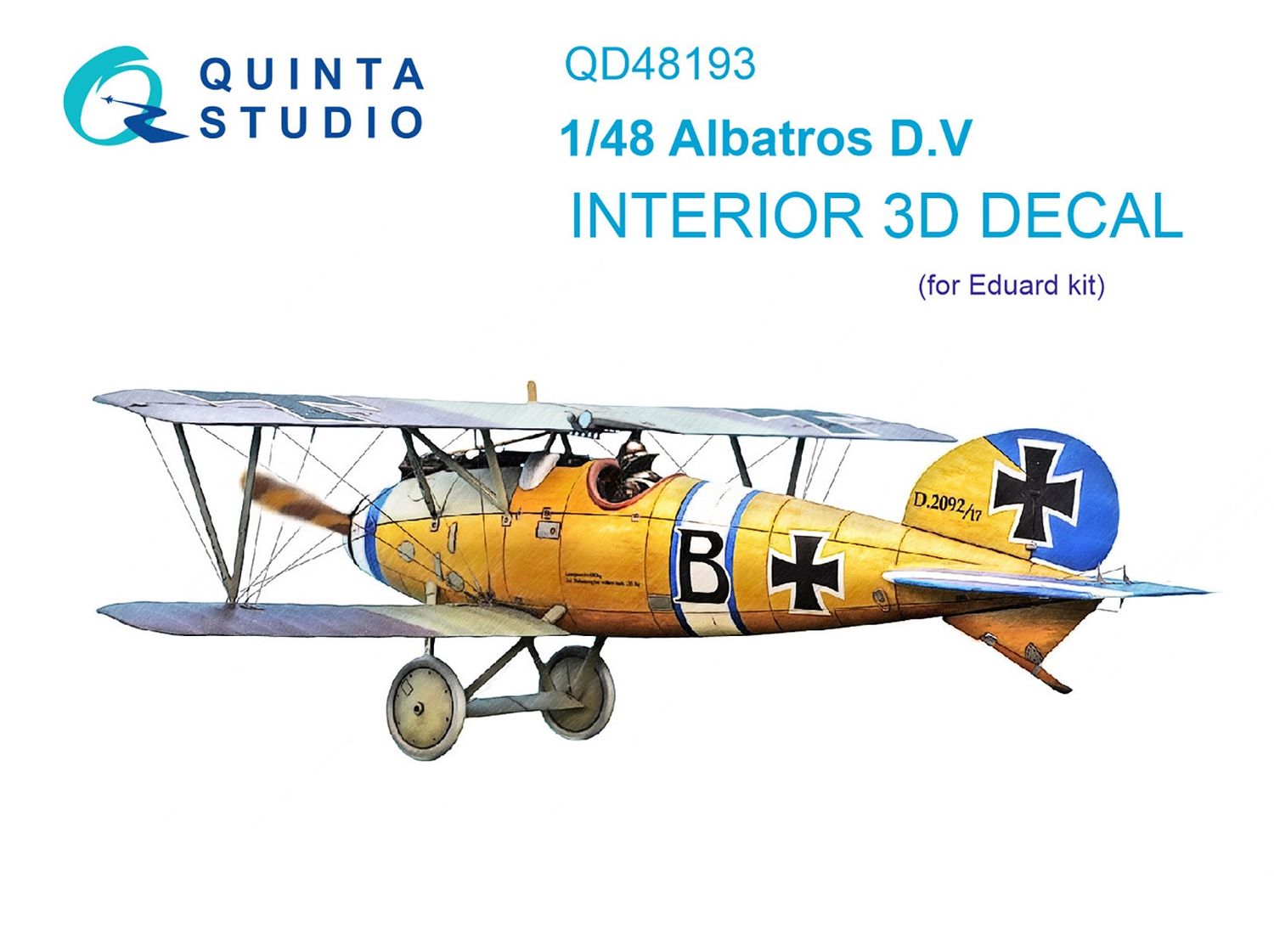 QD48193 - Albatros D.V 3D-Printed &amp; coloured Interior on decal paper (for Eduard kit) - 1:48