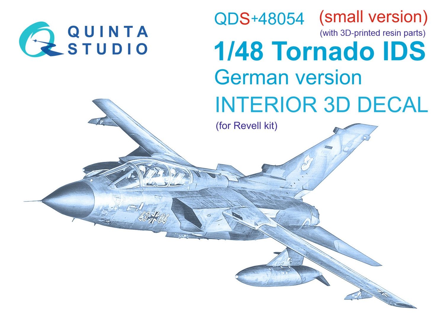 QDS+48054 - Tornado IDS German 3D-Printed &amp; coloured Interior on decal paper (for Revell kit) (with 3D-printed resin parts) - Small Version - 1:48