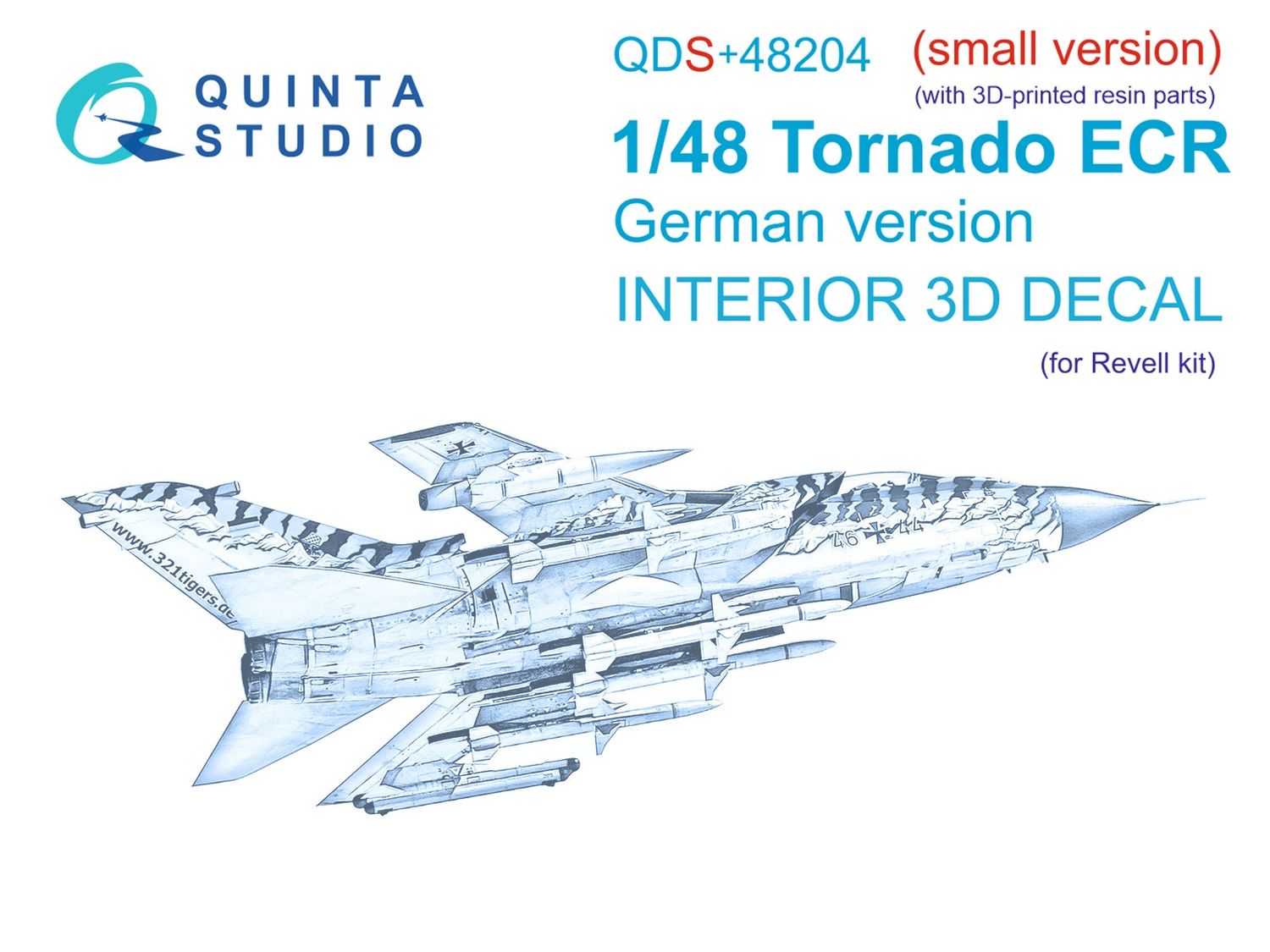 QDS+48204 - Tornado ECR German 3D-Printed &amp; coloured Interior on decal paper (for Revell kit) (with 3D-printed resin parts) - Small Version - 1:48