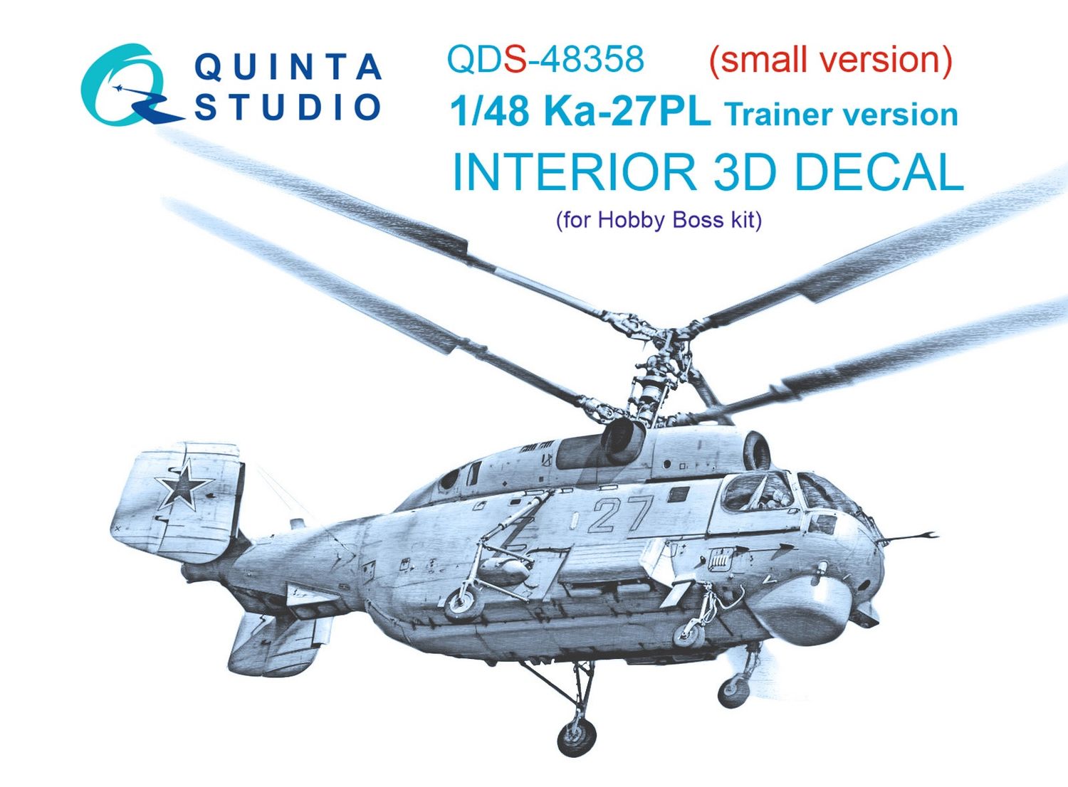 QDS-48358 - Ka-27PL Trainer version 3D-Printed &amp; coloured Interior on decal paper (for Hobby Boss kit) - Small Version - 1:48