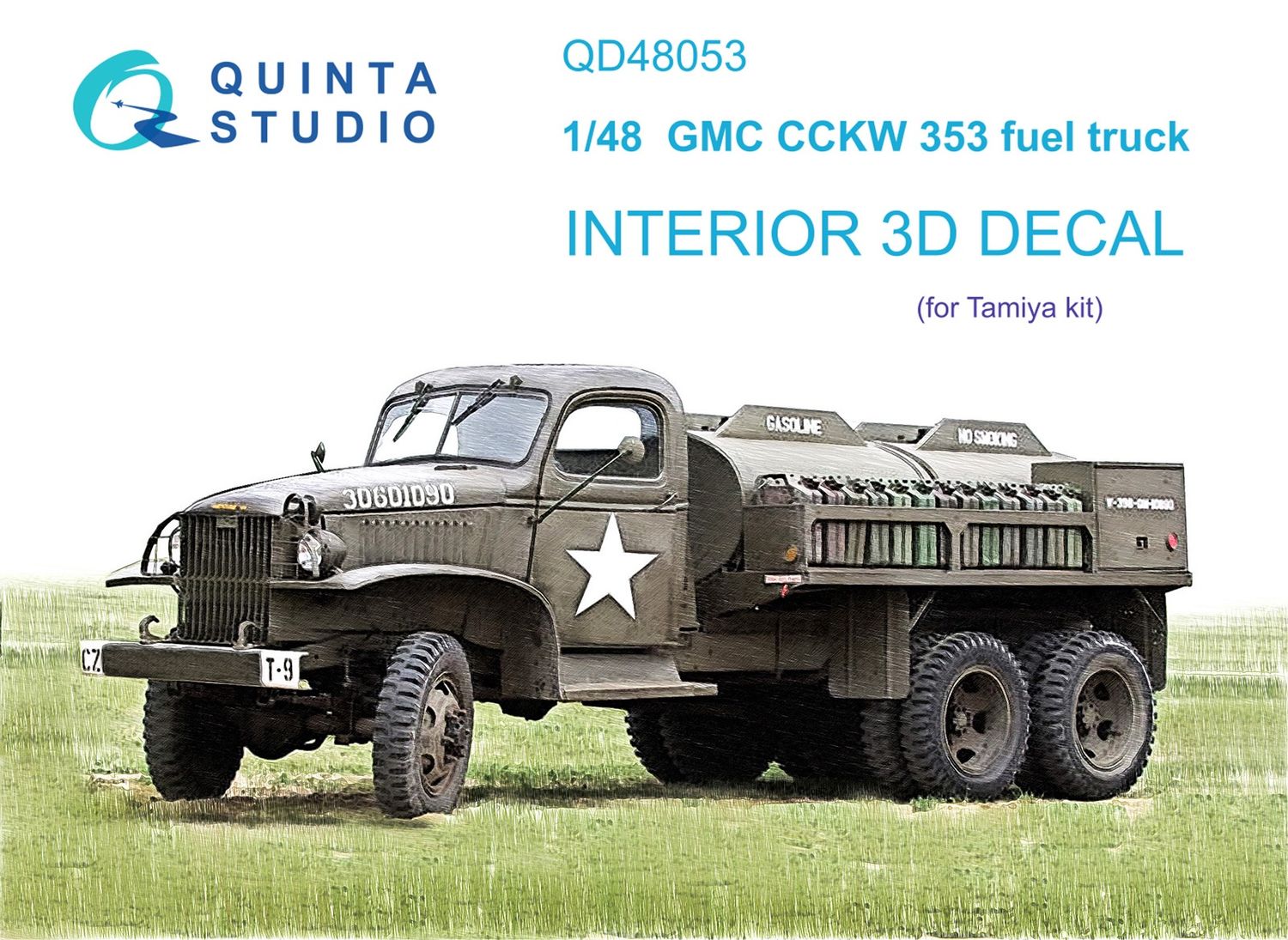 QD48053 - GMC CCKW 353 fuel truck 3D-Printed &amp; coloured Interior on decal paper (Tamiya kit) - 1:48