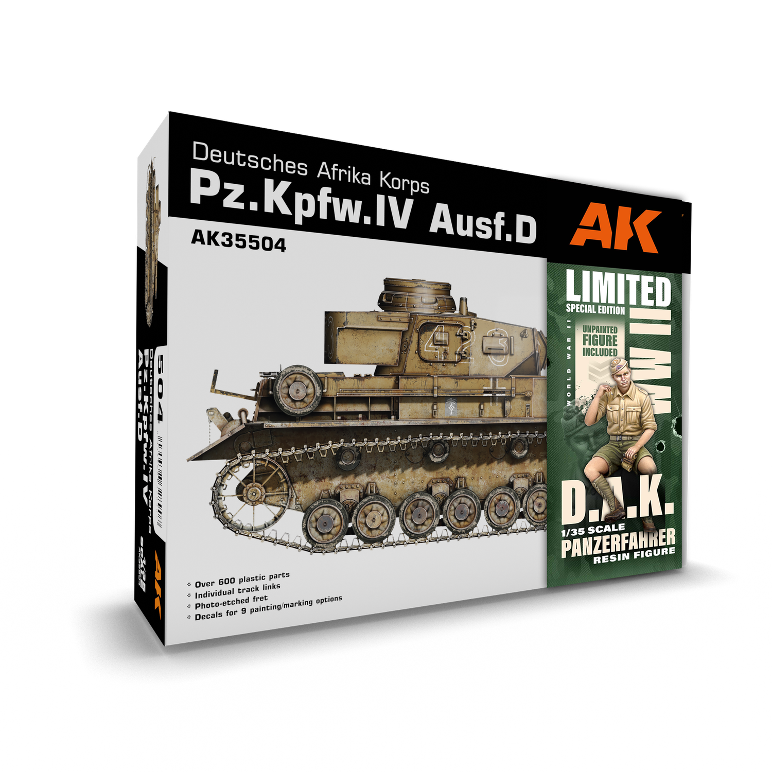 AK35504-A - Pz.Kpfw.IV Ausf.D Afrika Korps + DAK Panzerfahrer LIMITED EDITION - 1:35