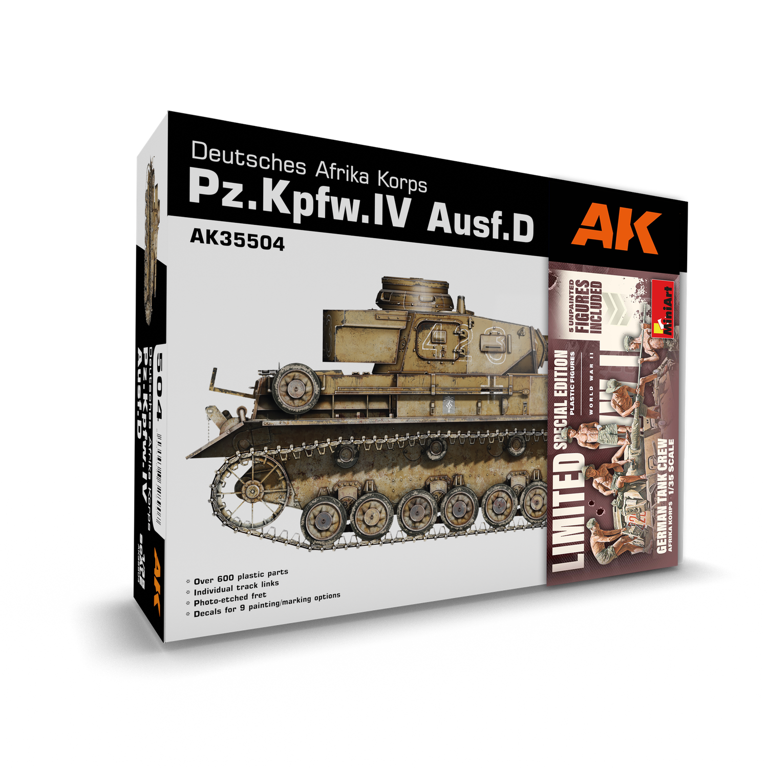 AK35504-B - Pz.Kpfw.IV Ausf.D Afrika Korps + 5 Figures German Tank Crew Afrika Korps LIMITED EDITION - 1:35