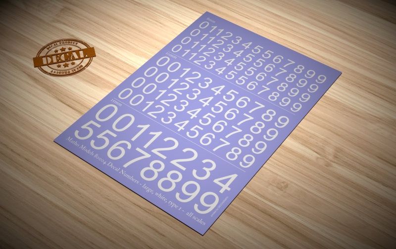 80004 - Decal Numbers - large, white, type 1 - all scales