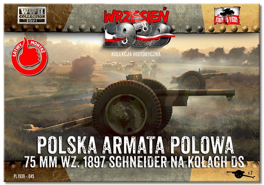 PL1939-045 - Schneider 75mm WZ. 1897 Polish Field Cannon on DS wheels - 1:72