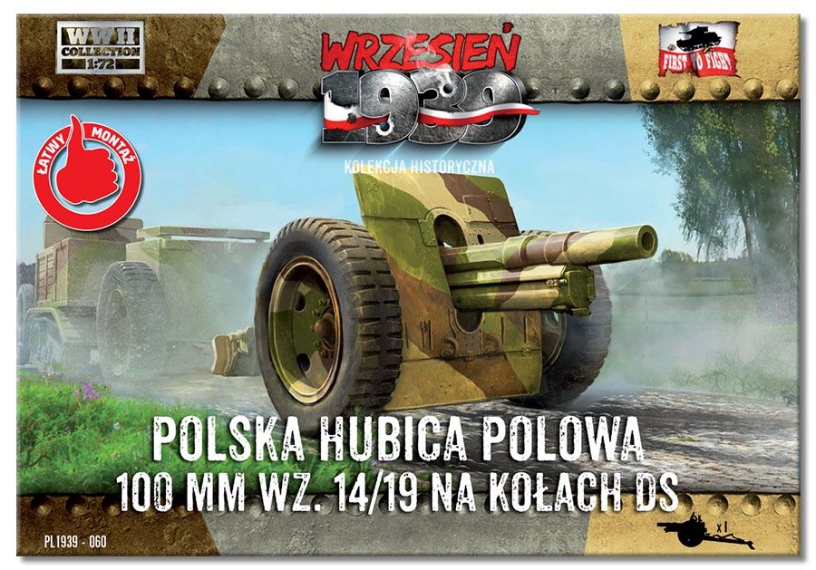 PL1939-060 - 100mm Polish WZ.14/19 Howitzer on DS wheels - 1:72