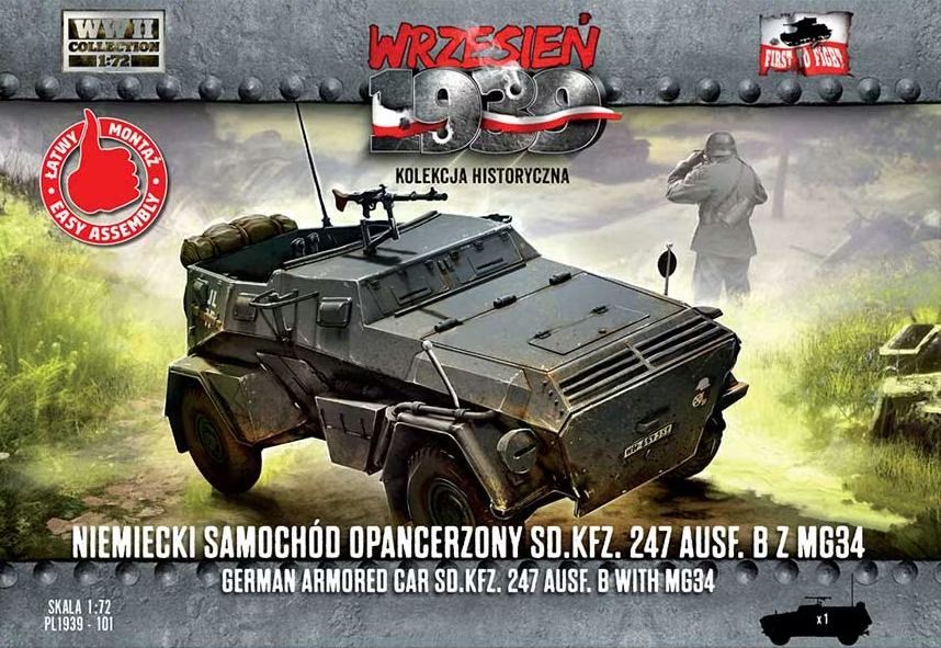 PL1939-101 - German Armored Car Sd.Kfz. 247 Ausf. B With MG34 - 1:72