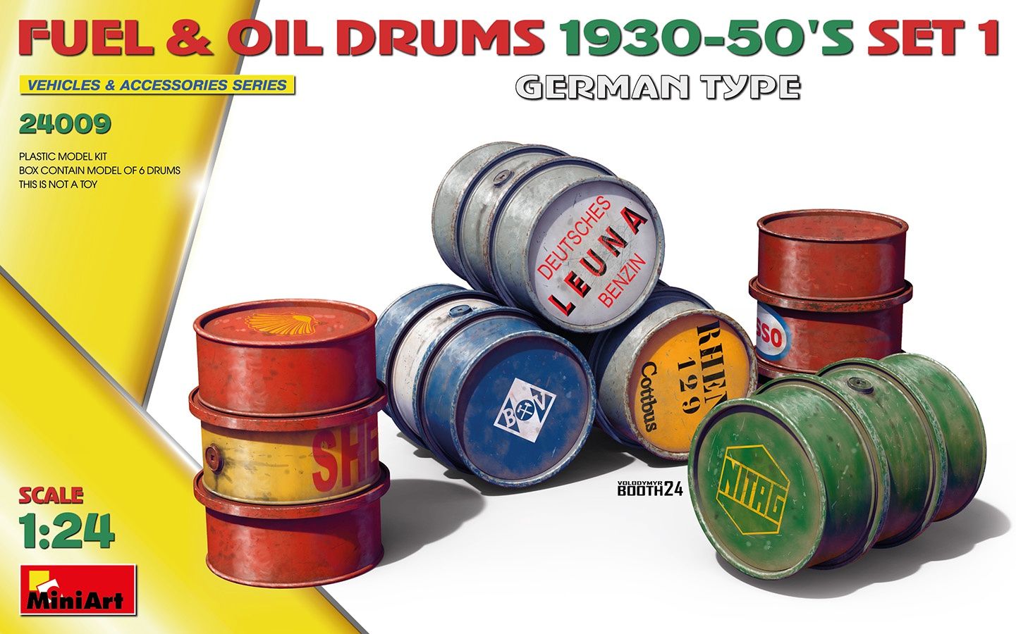 24009 - Fuel &amp; Oil Drums 1930-50’S Set 1. German Type - 1:24