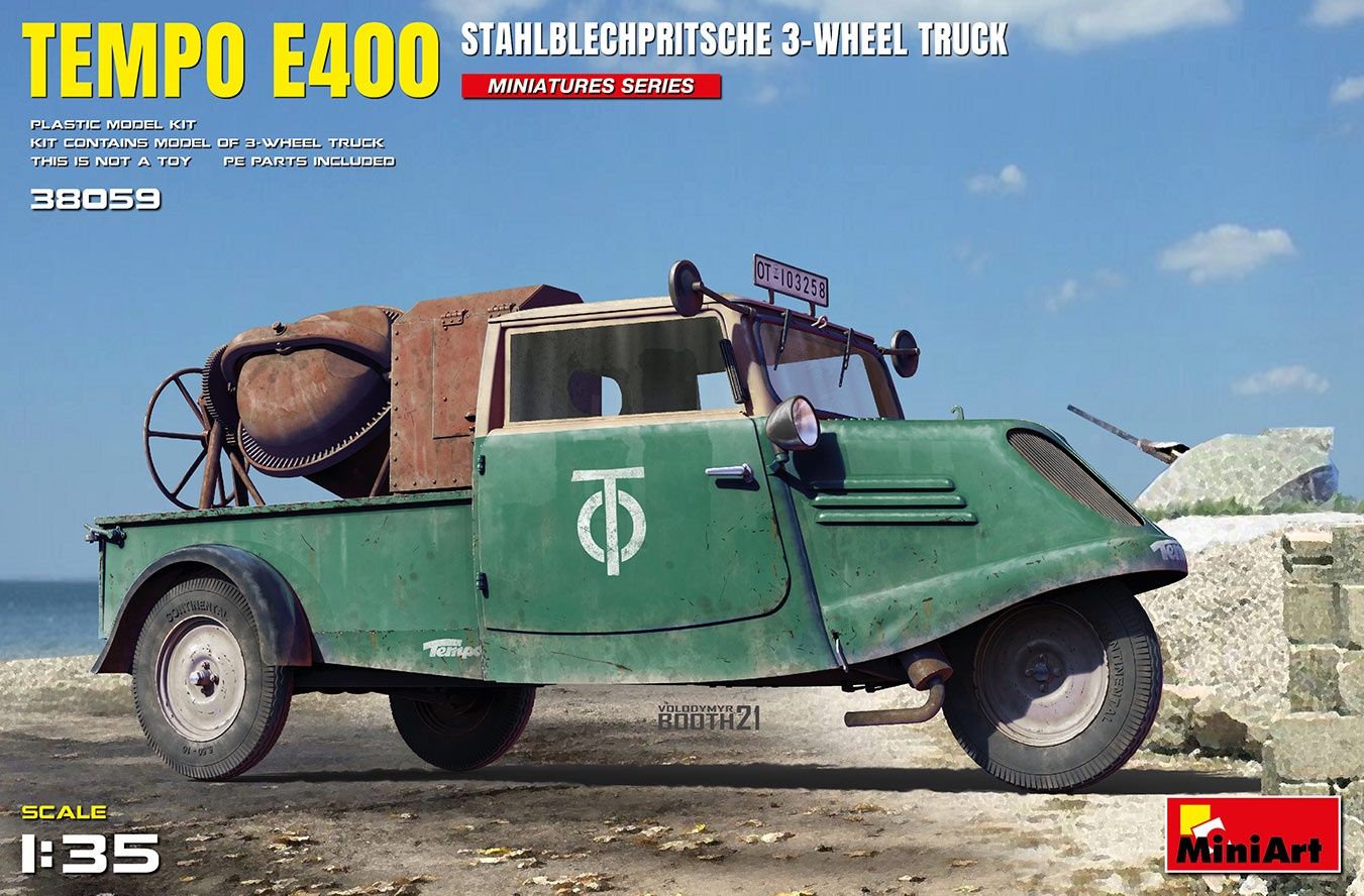 38059 - Tempo E400 Stahlblechpritsche 3-Wheel Truck - 1:35