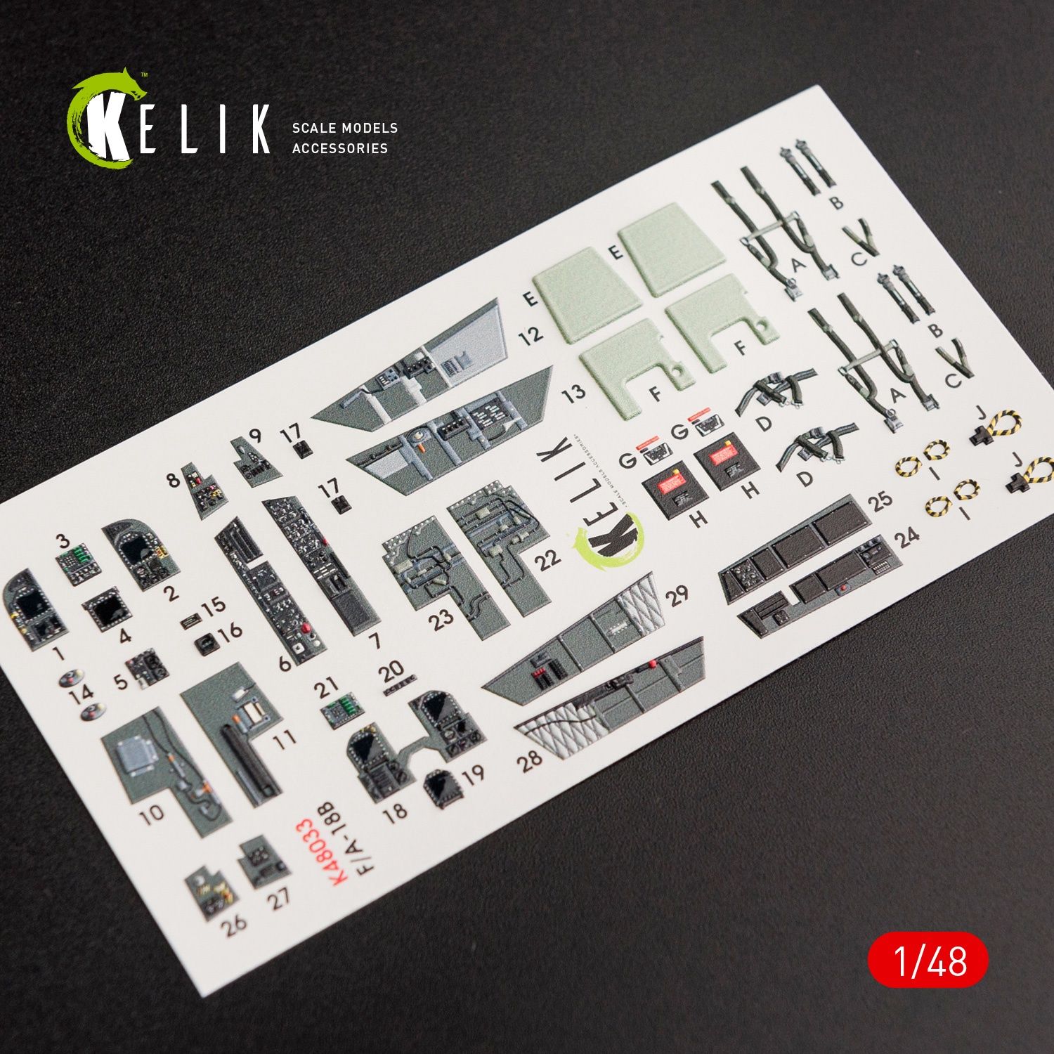K48033 - F/A-18B "Hornet" interior 3D decals for Kinetic kit  - 1:48