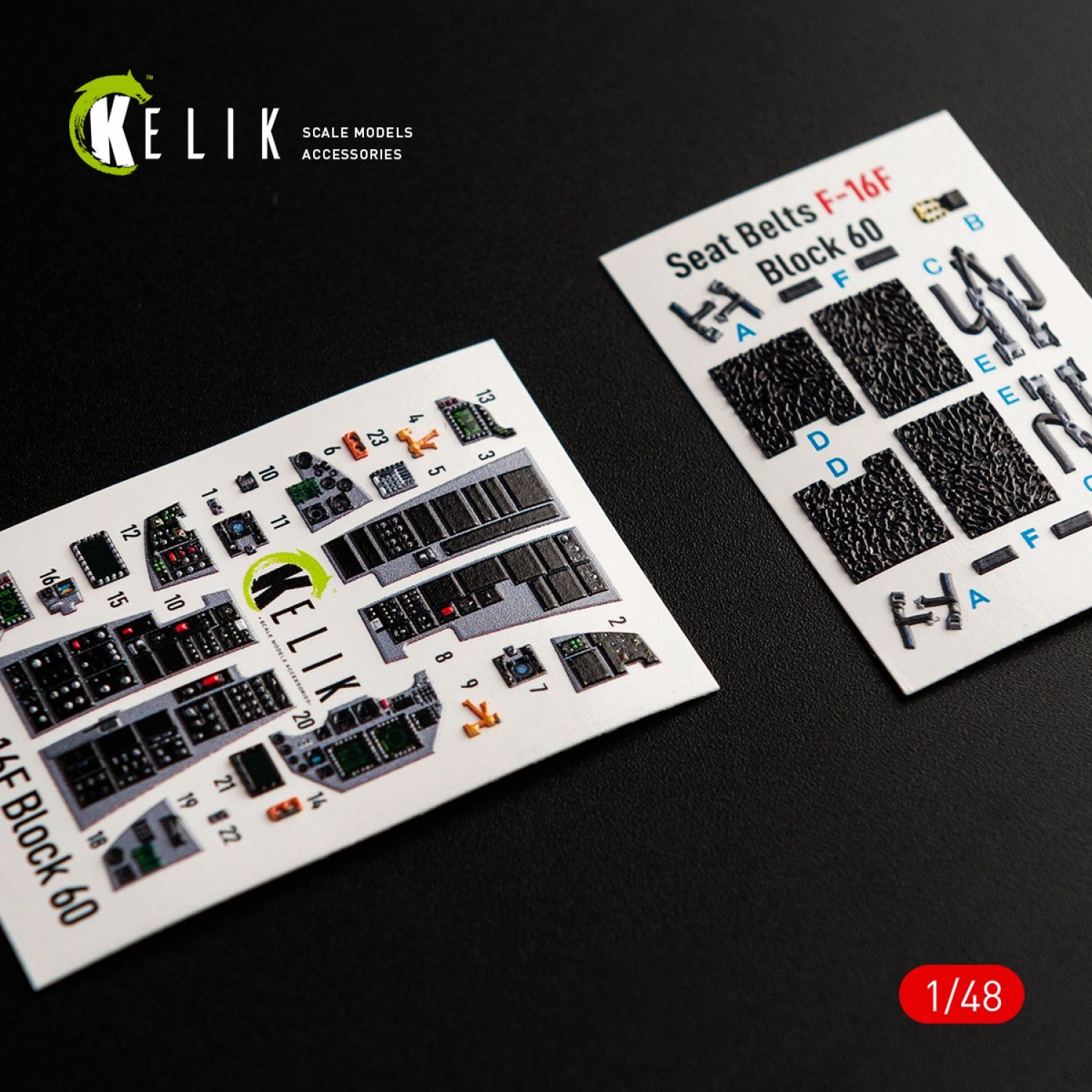 K48062 - F-16F Desert Vipers Block 60 interior 3D decals for Kinetic kit - 1:48