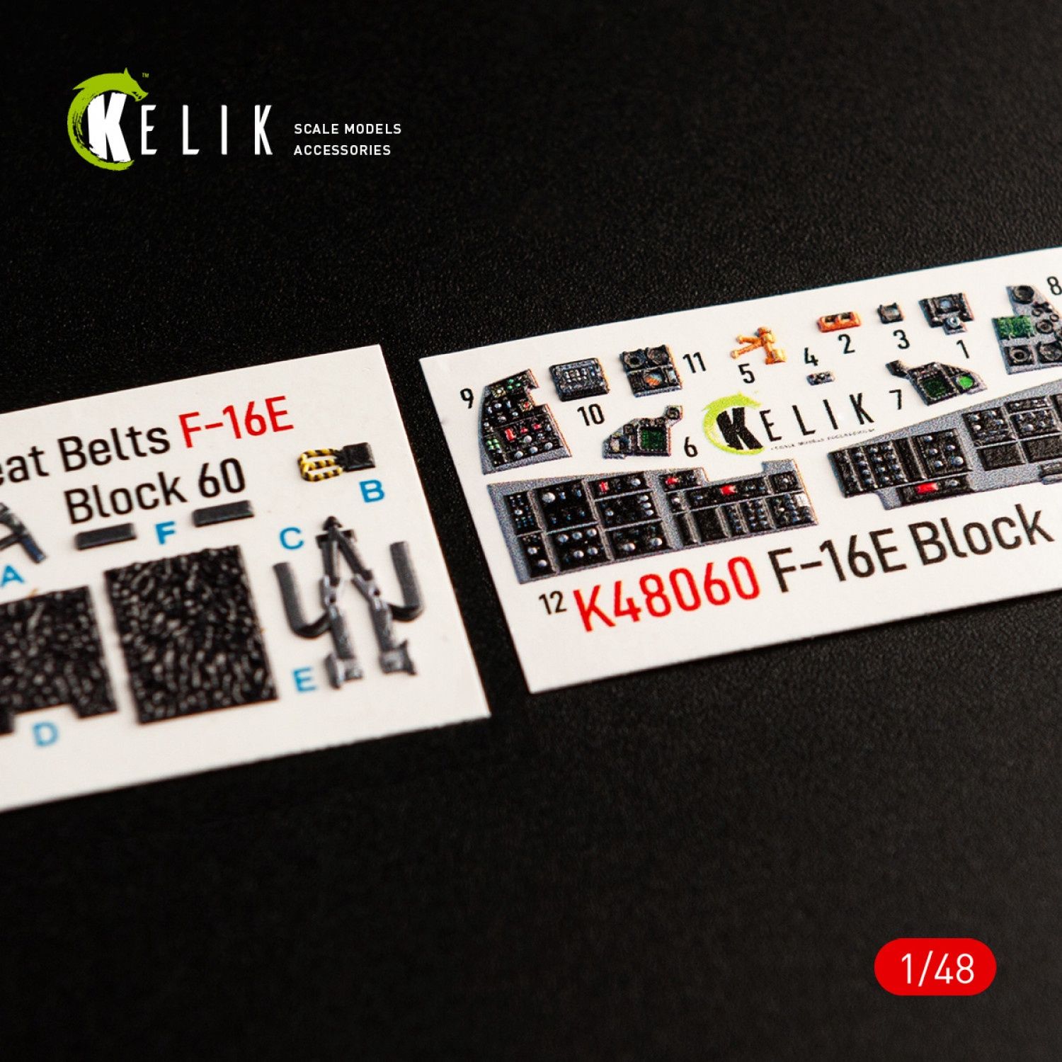 K48060 - F-16E Desert Vipers Block 60 interior 3D decals for Kinetic kit - 1:48