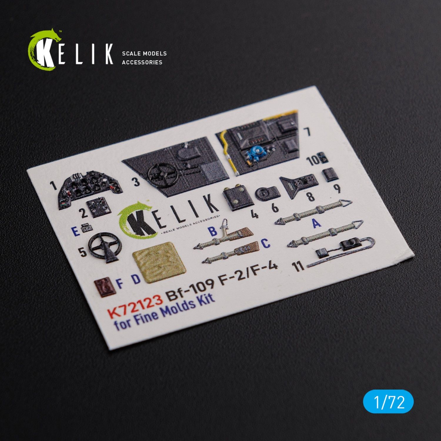 K72123 - BF109-F2/F4 interior 3D decals for Fine Molds kit  - 1:72