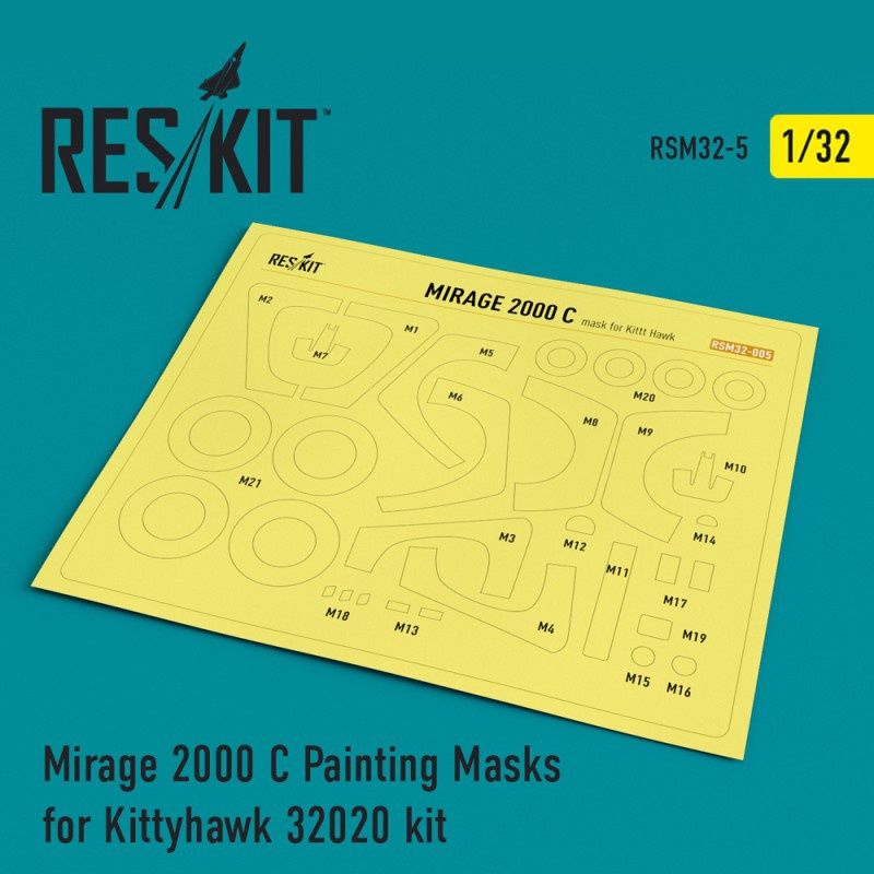 RSM32-0005 - Mirage 2000 C Pre-cut painting masks for Kittyhawk 32020 kit  - 1:32