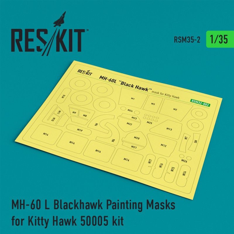 RSM35-0002 - MH-60 L Blackhawk Pre-cut painting masks for Kitty Hawk 50005 kit - 1:35