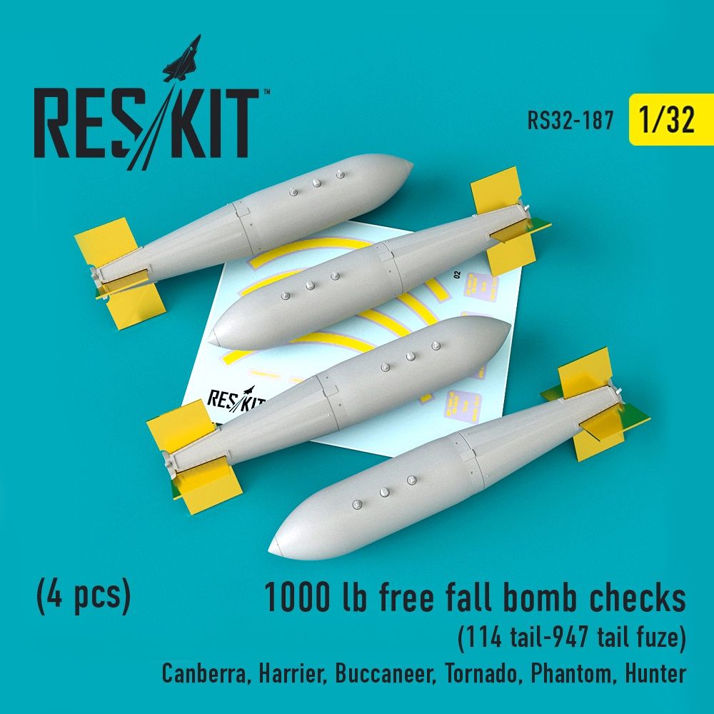 RS32-0187 - 1000 lb free fall bomb checks  (4PCS) - 1:32