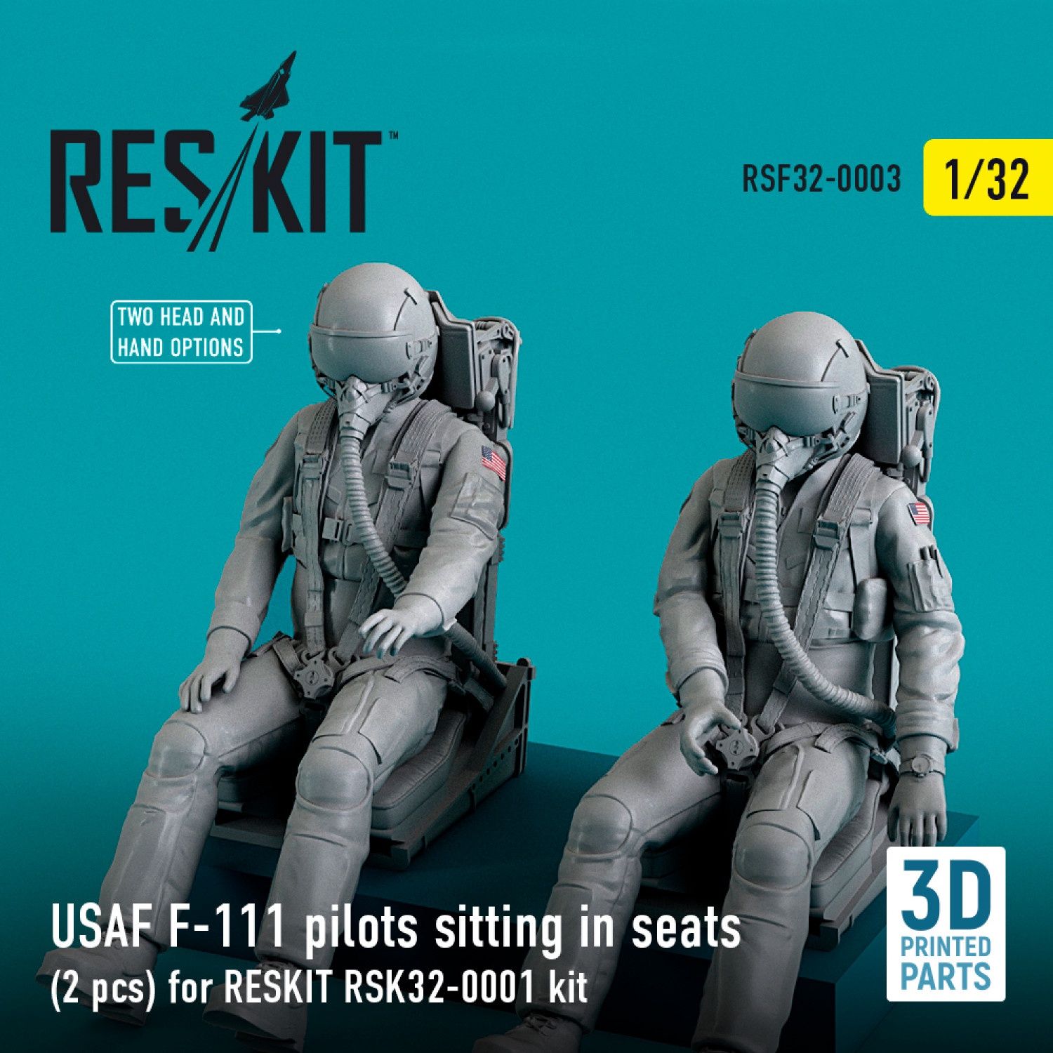 RSF32-0003 - USAF F-111 Pilots sitting in seats (2 PCS) For Reskit RSK32-0001 kit - 1:32
