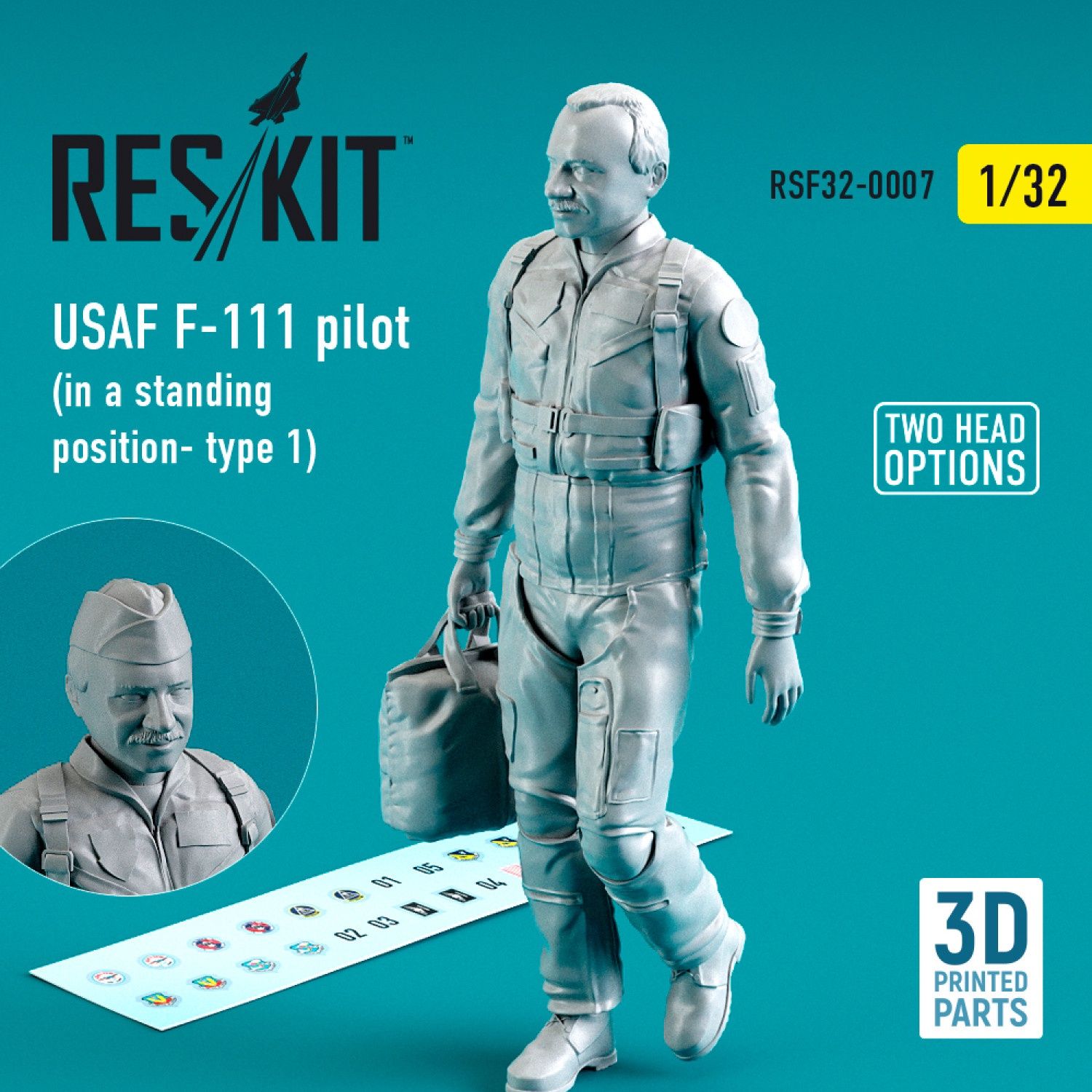 RSF32-0007 - USAF F-111 pilot (in a standing position- type 1) (3D Printing) - 1:32