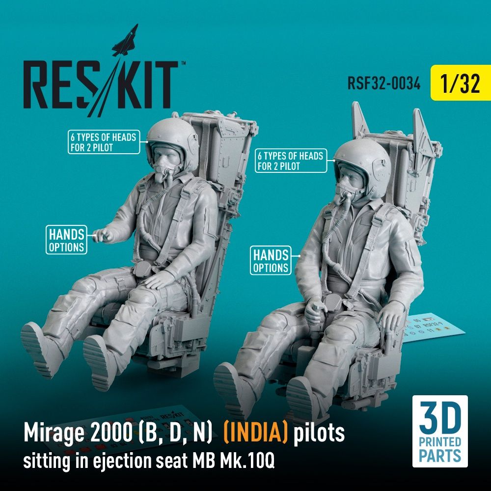RSF32-0034 - Mirage 2000 (B, D, N) (INDIA) pilots sitting in ejection seat MB Mk.10Q (2 pcs)  - 1:32