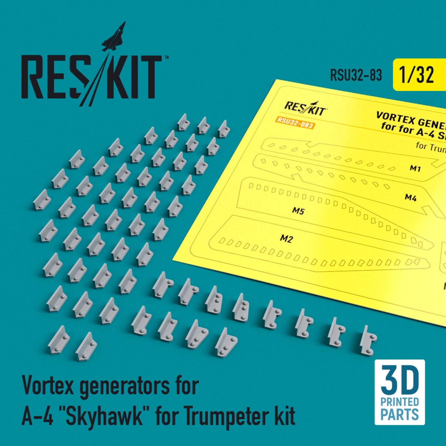 RSU32-0083 - Vortex generators for A-4 &quot;Skyhawk&quot; for Trumpeter kit (3D Printing) - 1:32