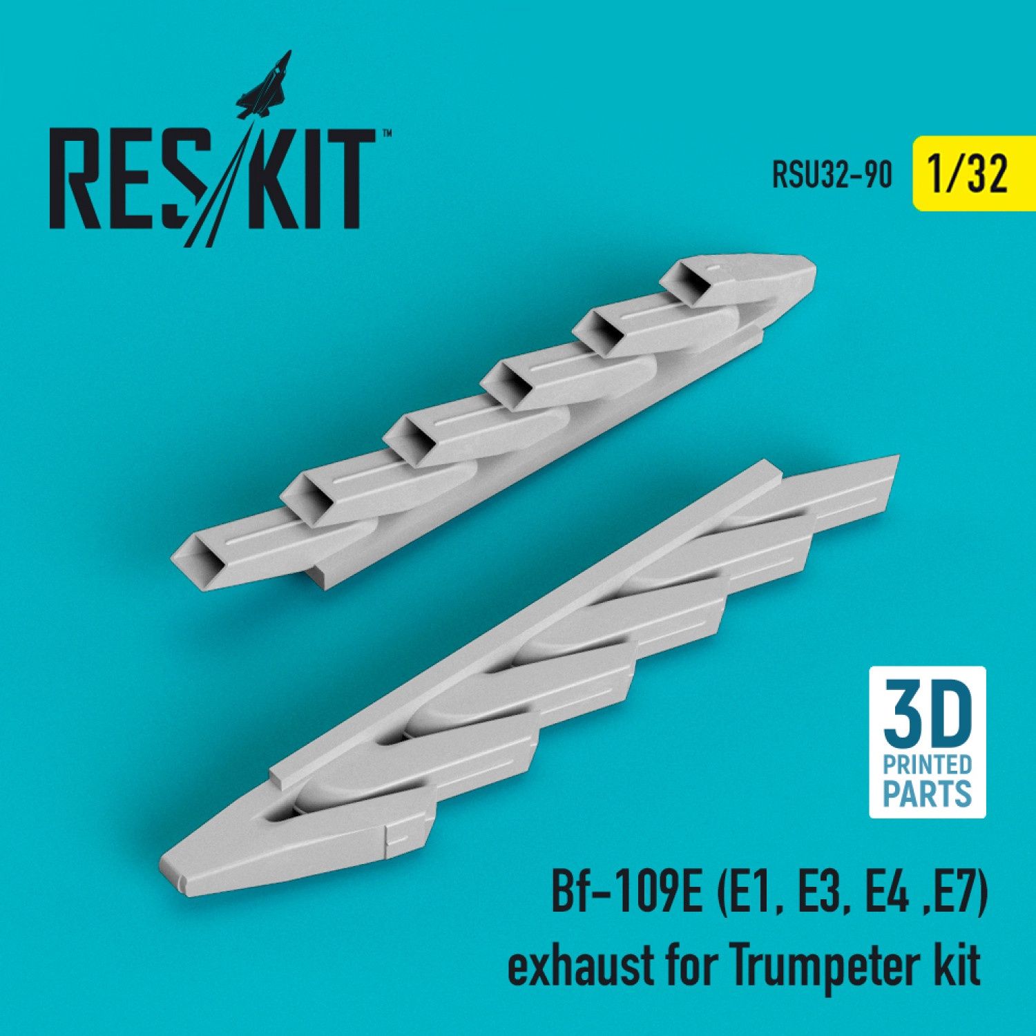 RSU32-0090 - Bf-109E (E1,E3,E4,E7) exhaust for Trumpeter kit (3D printing) - 1:32