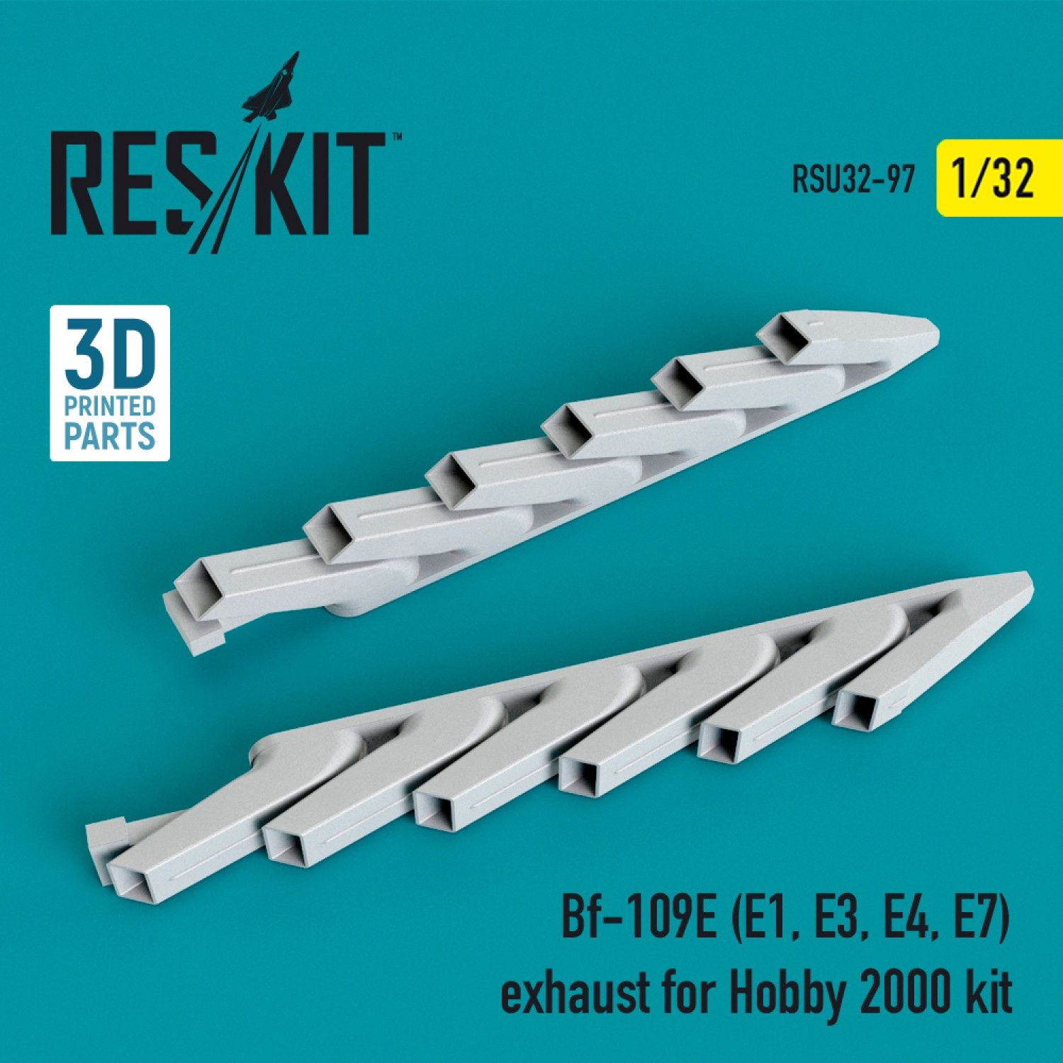 RSU32-0097 - Bf-109E (E1, E3, E4, E7) exhaust for Hobby 2000 kit - 1:32