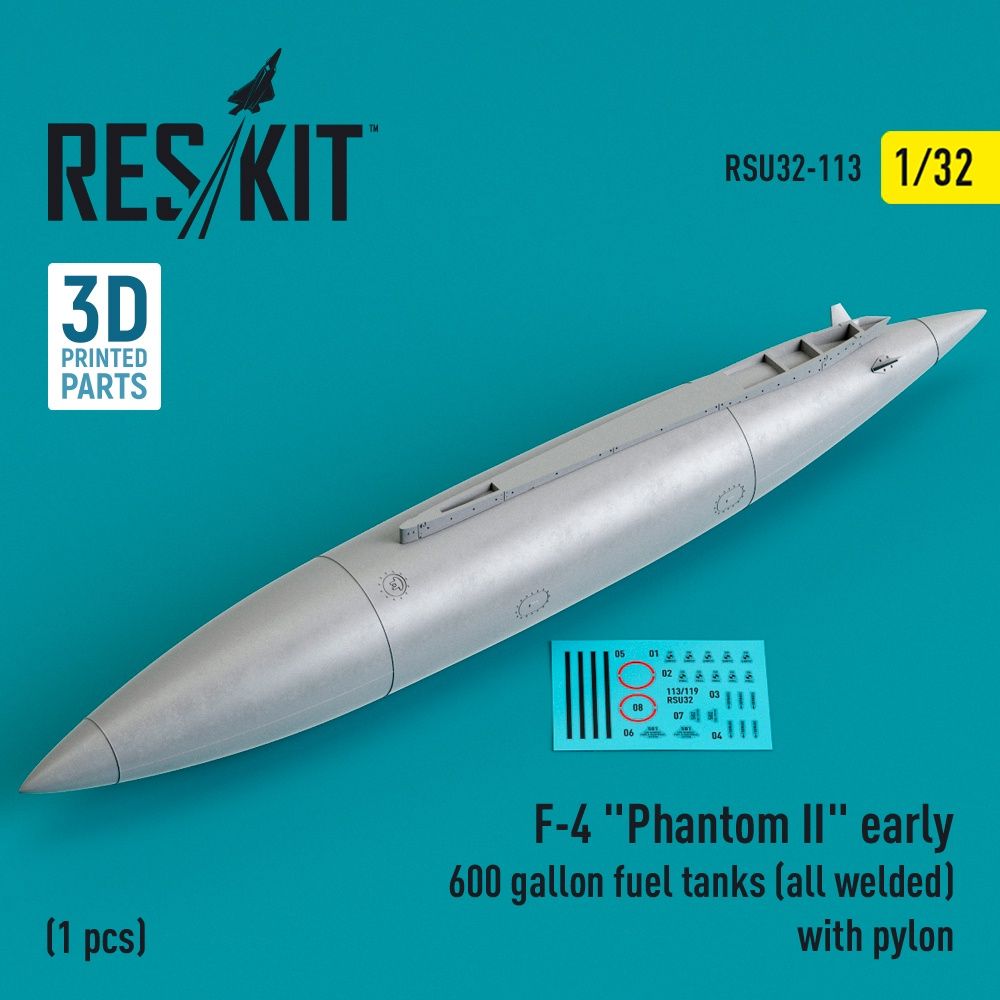 RSU32-0113 - F-4 &quot;Phantom II&quot; early 600 gallon fuel tanks (all welded) with pylon (1 pcs) - 1:32