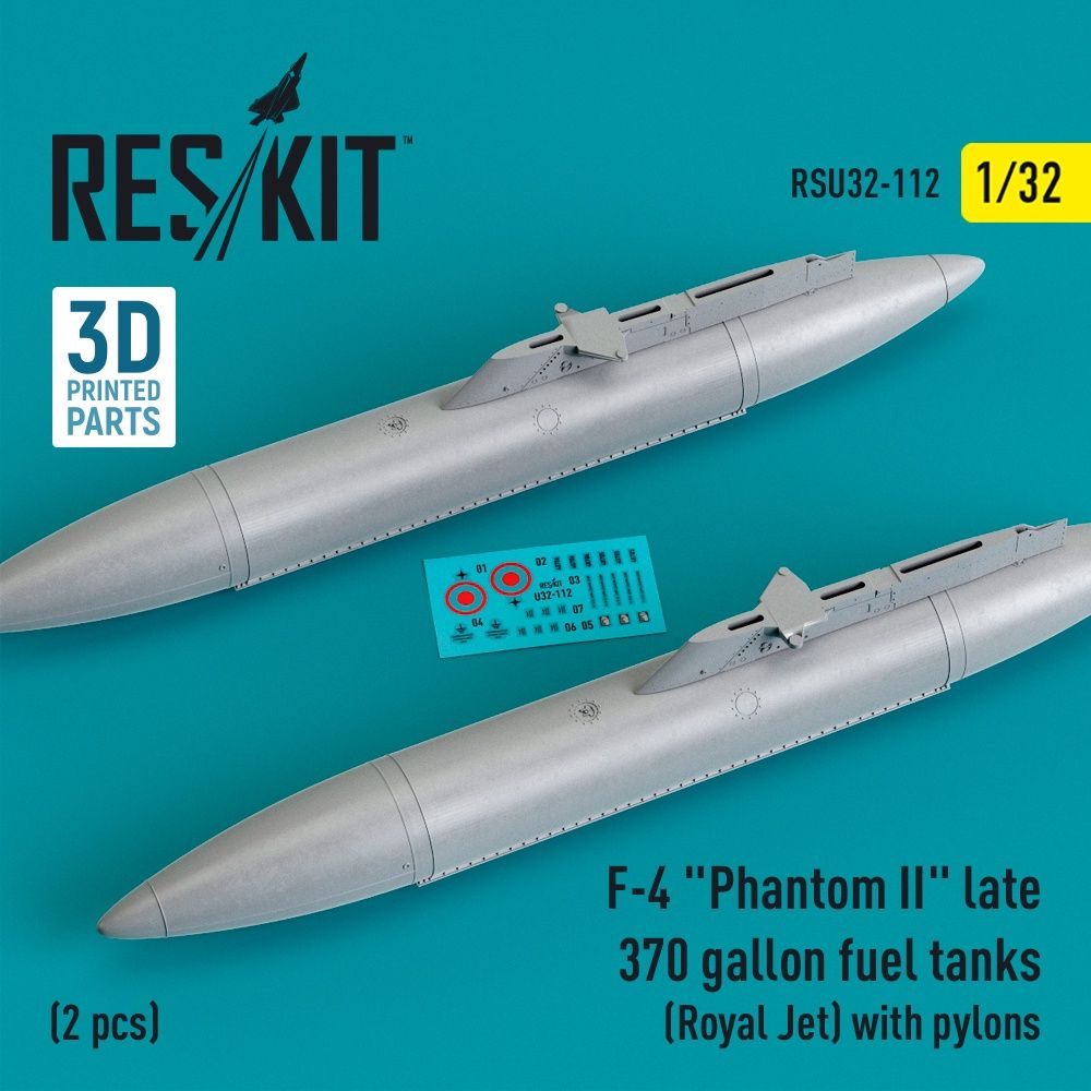 RSU32-0112 - F-4 &quot;Phantom II&quot; late 370 gallon fuel tanks (Royal Jet) with pylons (2 pcs) - 1:32
