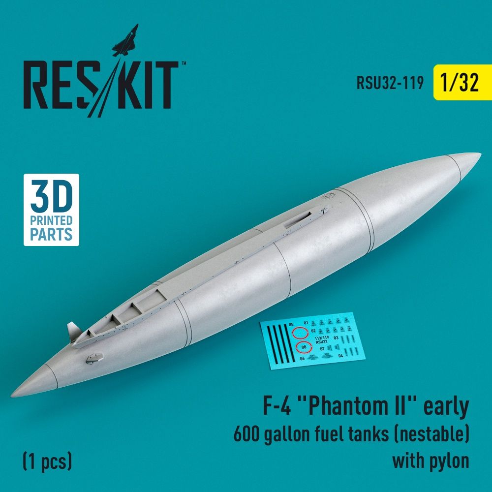 RSU32-0119 - F-4 &quot;Phantom II&quot; early 600 gallon fuel tanks (nestable) with pylon (1 pcs) - 1:32
