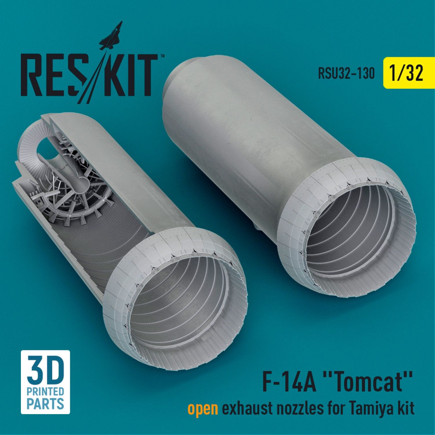 RSU32-0130 - F-14A &quot;Tomcat&quot; open exhaust nozzles for Tamiya kit (3D Printed)  - 1:32