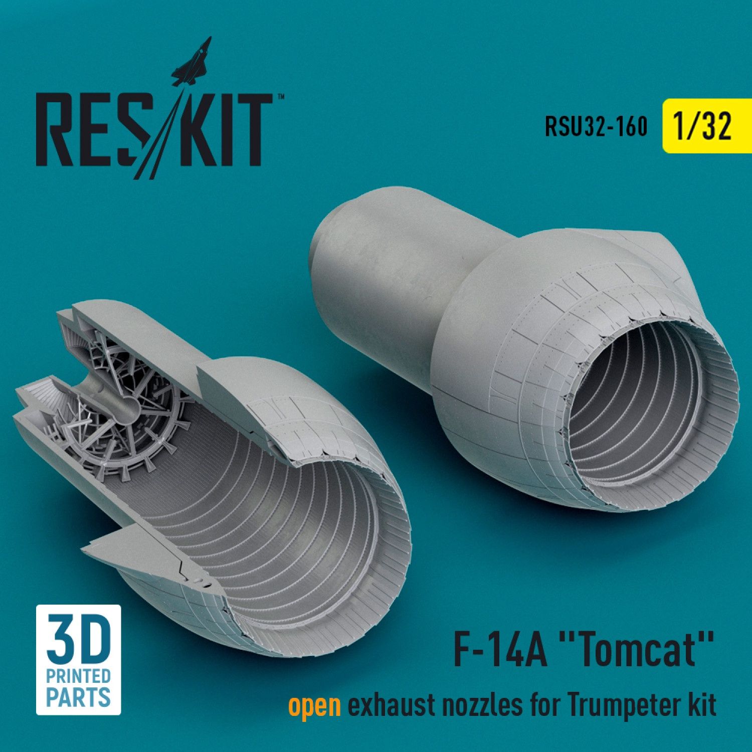 RSU32-0160 - F-14A &quot;Tomcat&quot; open exhaust nozzles for Trumpeter kit (3D Printed)  - 1:32