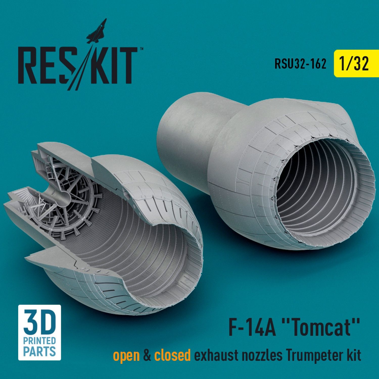 RSU32-0162 - F-14A &quot;Tomcat&quot; open &amp; closed exhaust nozzles Trumpeter kit (3D Printed)  - 1:32