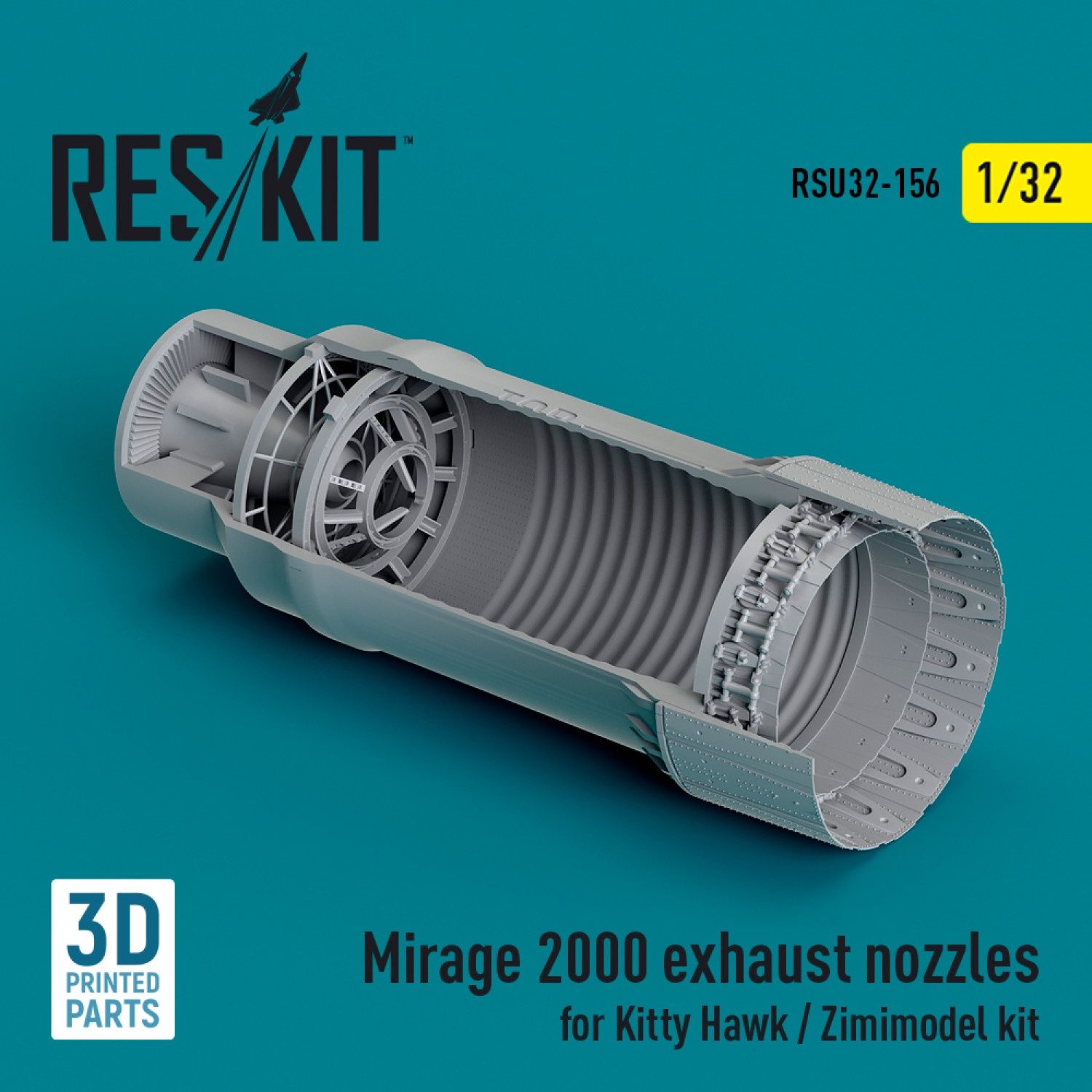 RSU32-0156 - Mirage 2000 exhaust nozzle for Kitty Hawk / Zimimodel kit (3D Printed)  - 1:32