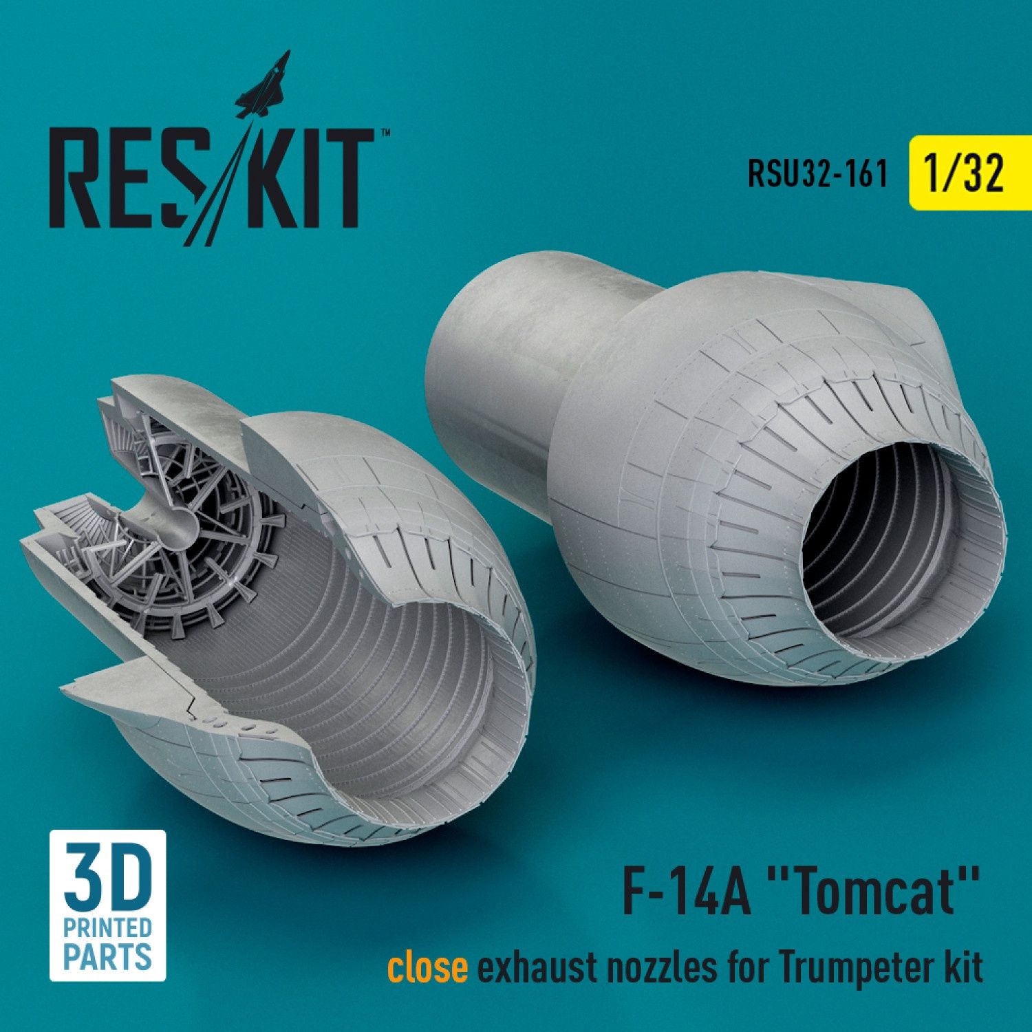 RSU32-0161 - F-14A &quot;Tomcat&quot; close exhaust nozzles for Trumpeter kit (3D Printed)  - 1:32