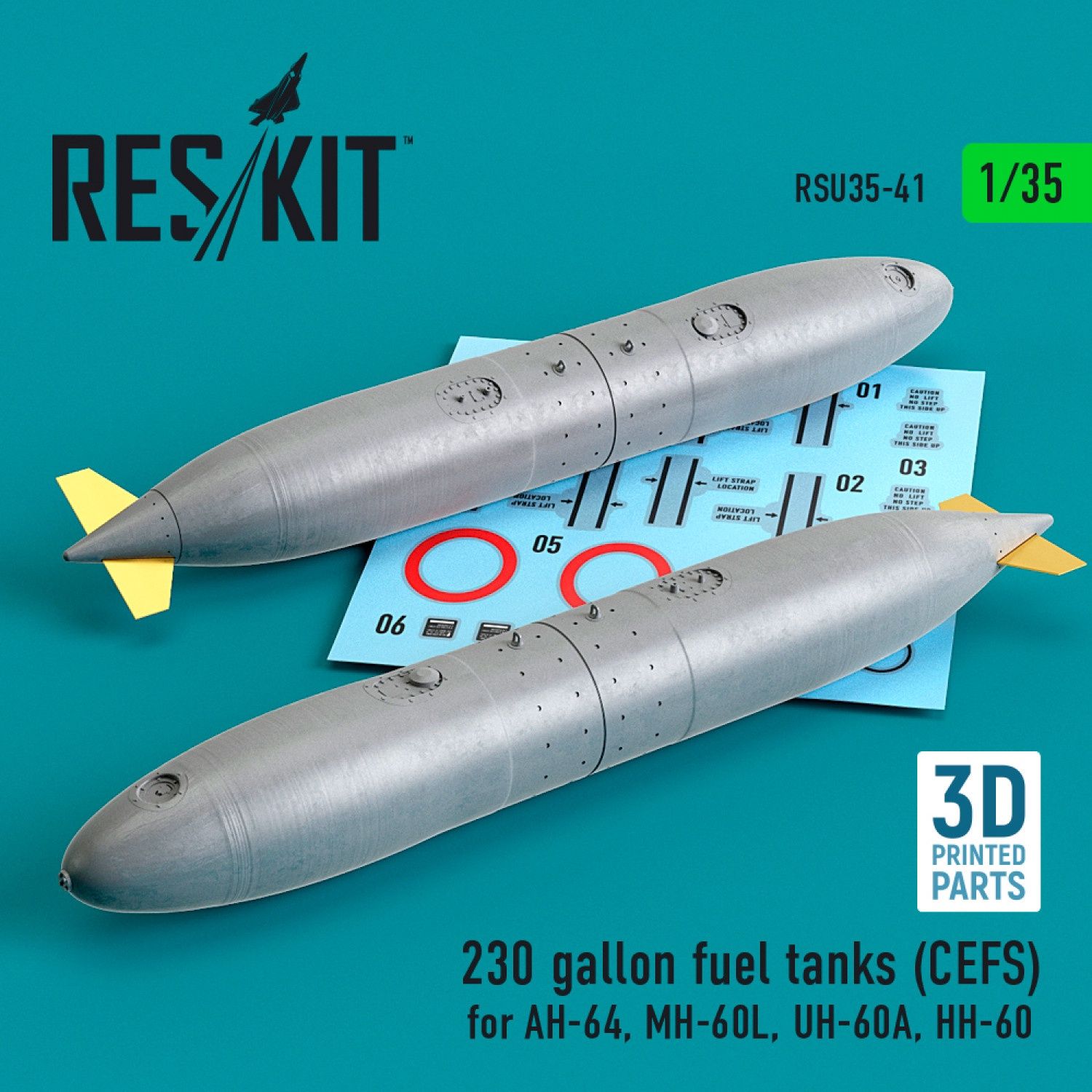RSU35-0041 - 230 gallon fuel tanks (CEFS) for AH-64, MH-60L, UH-60A, HH-60 (2 pcs) - 1:35