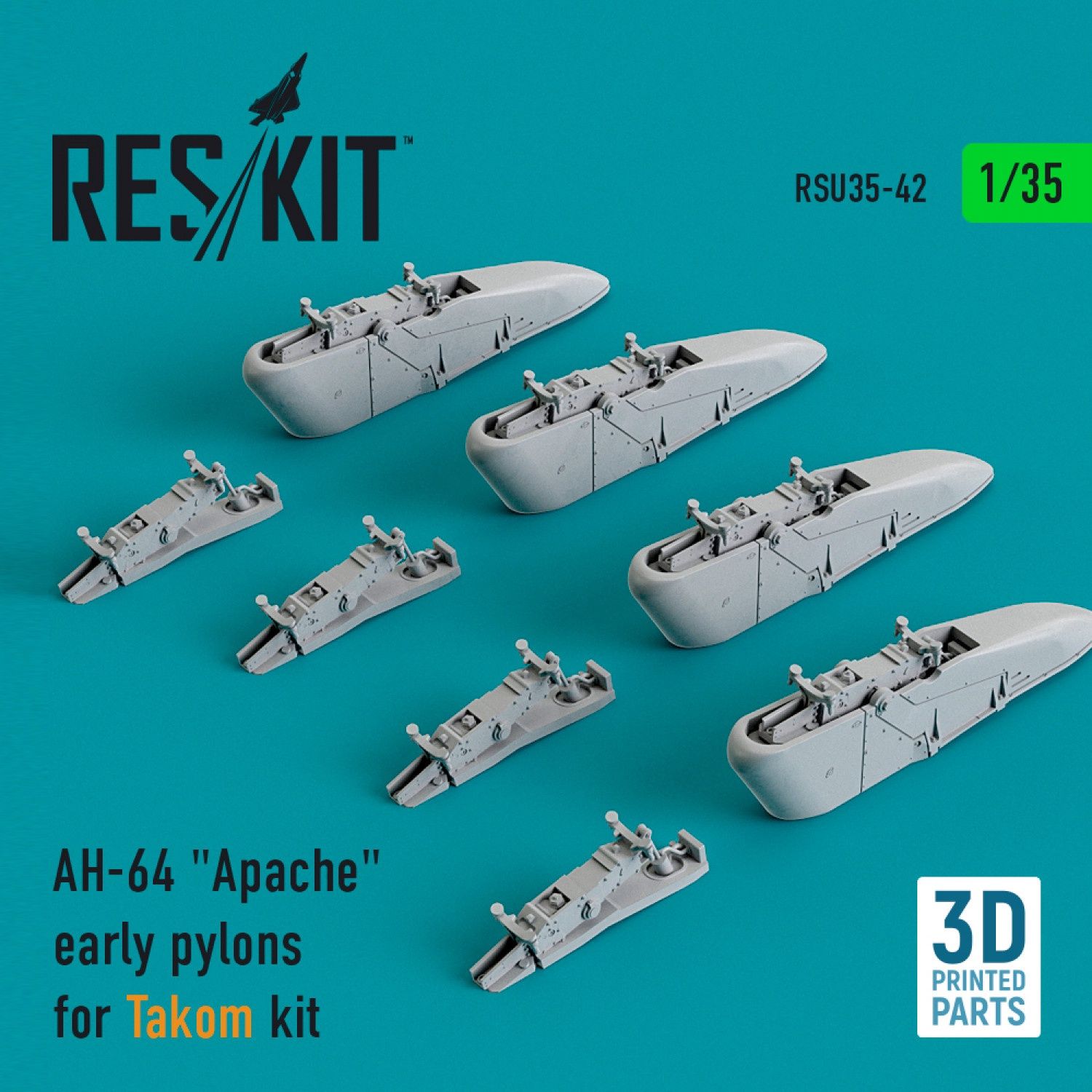 RSU35-0042 - AH-64 &quot;Apache&quot; early pylons for Takom kit - 1:35