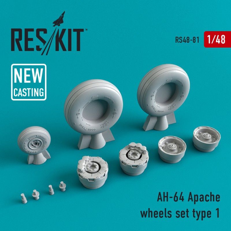 RS48-0081 - AH-64 Apache wheels set Type 1 (NEW MOLD) - 1:48