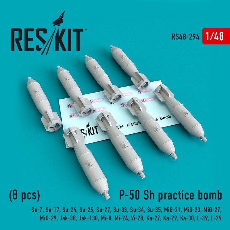 RS48-0294 - P-50 SH practice bomb (8 pcs)(Su-7, Su-17, Su-24, Su-25, Su-27, Su-33, Su-34, Su-35, MiG-21, MiG-23, MiG-27, MiG-29, Jak-38, Jak-130, Mi-8, Mi-24, Vi-28, Ka-27, Ka-29, Ka-30, L-39, L-29) -