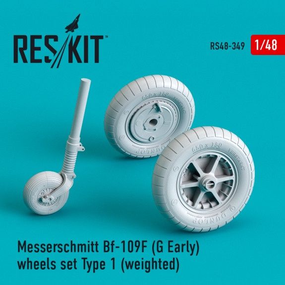 RS48-0349 - Messerschmitt Bf-109F (G Early) wheels set Type 1 (weighted) - 1:48