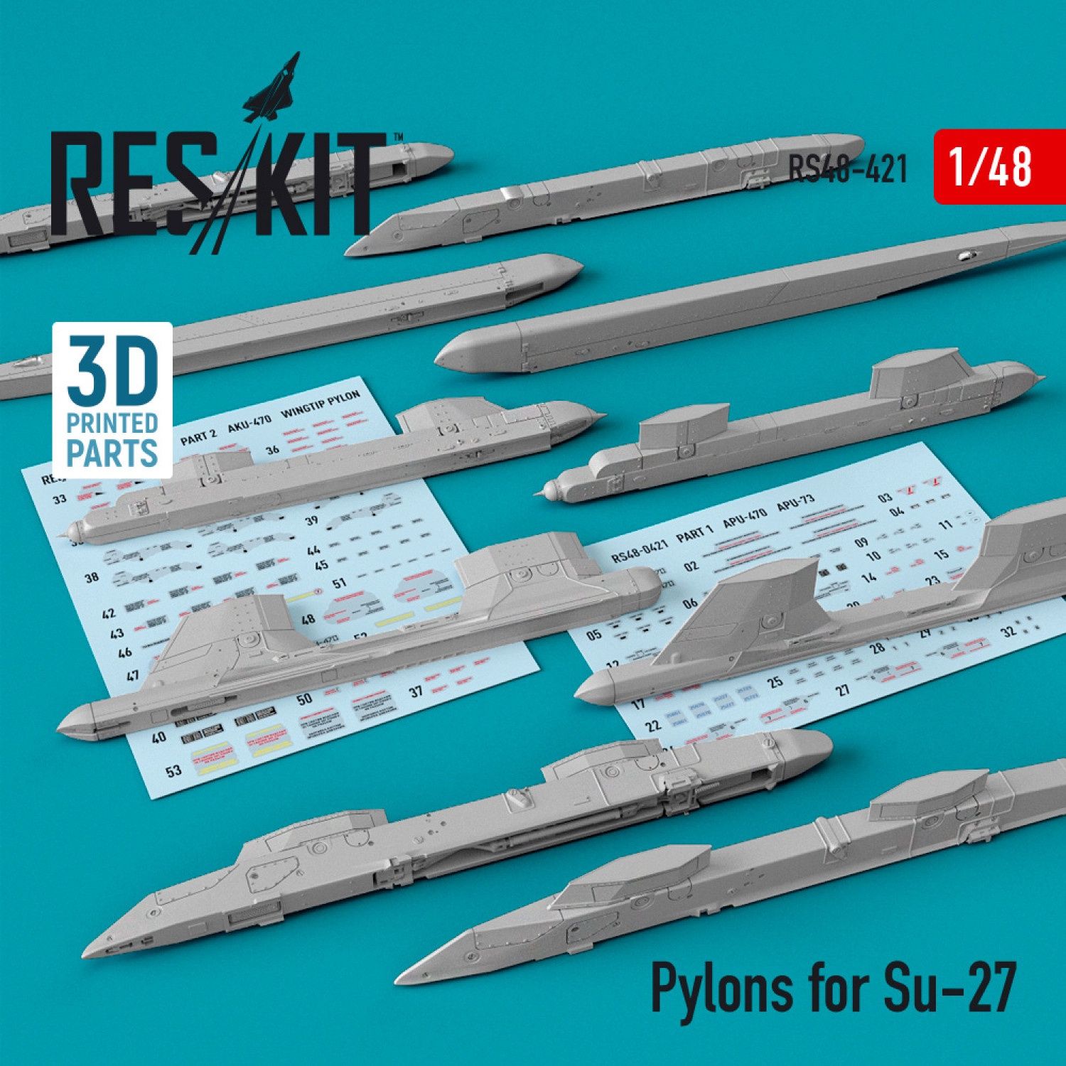 RS48-0421 - Pylons for Su-27 - 1:48
