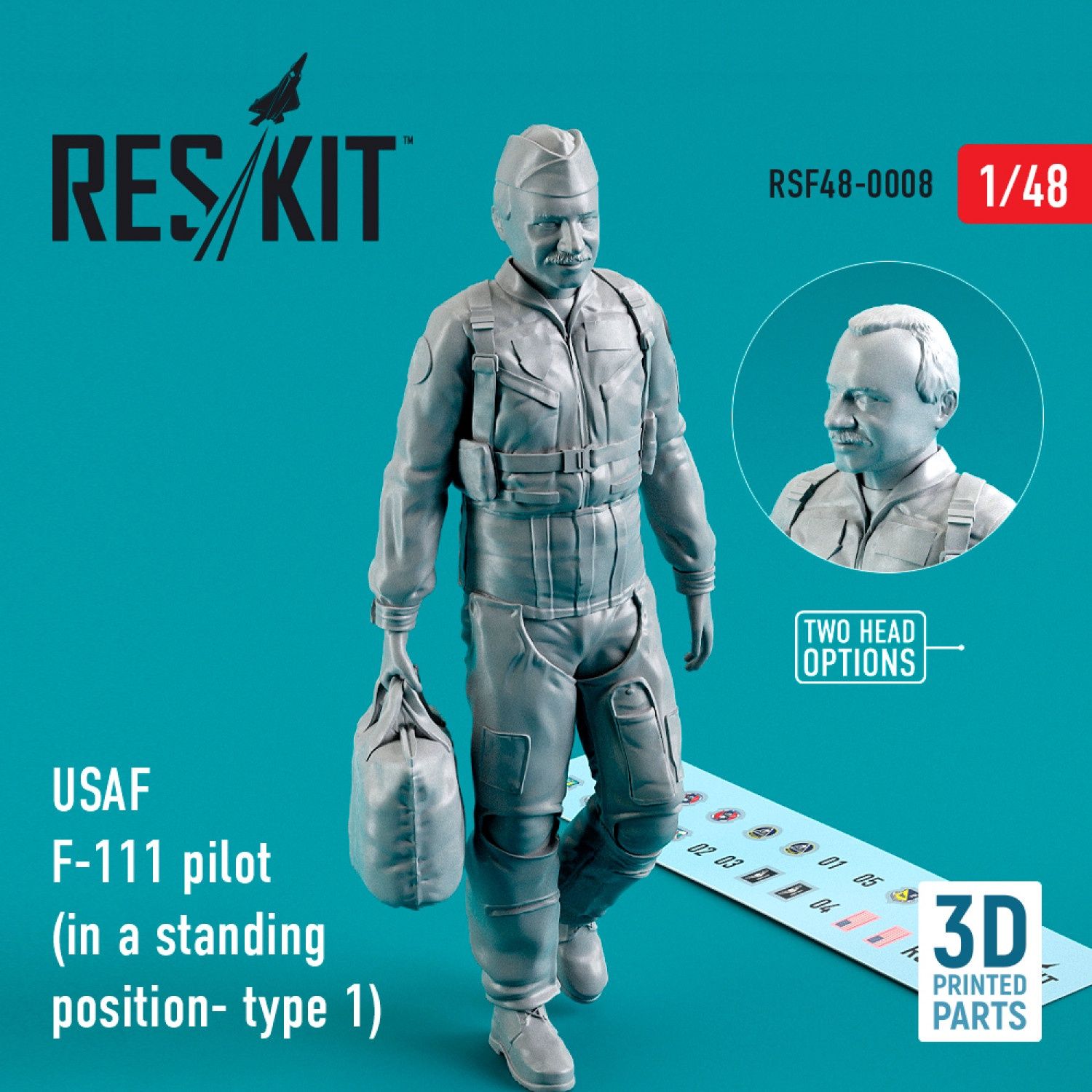 RSF48-0008 - USAF F-111 pilots (in a standing position- type 1) (3D Printing) - 1:48