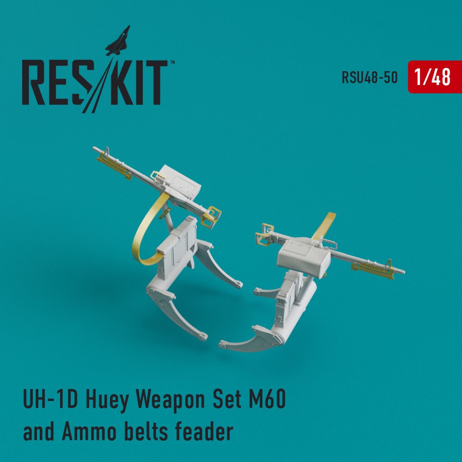 RSU48-0050 - UH-1D Huey Weapon Set M60 and Ammo belts feader  - 1:48
