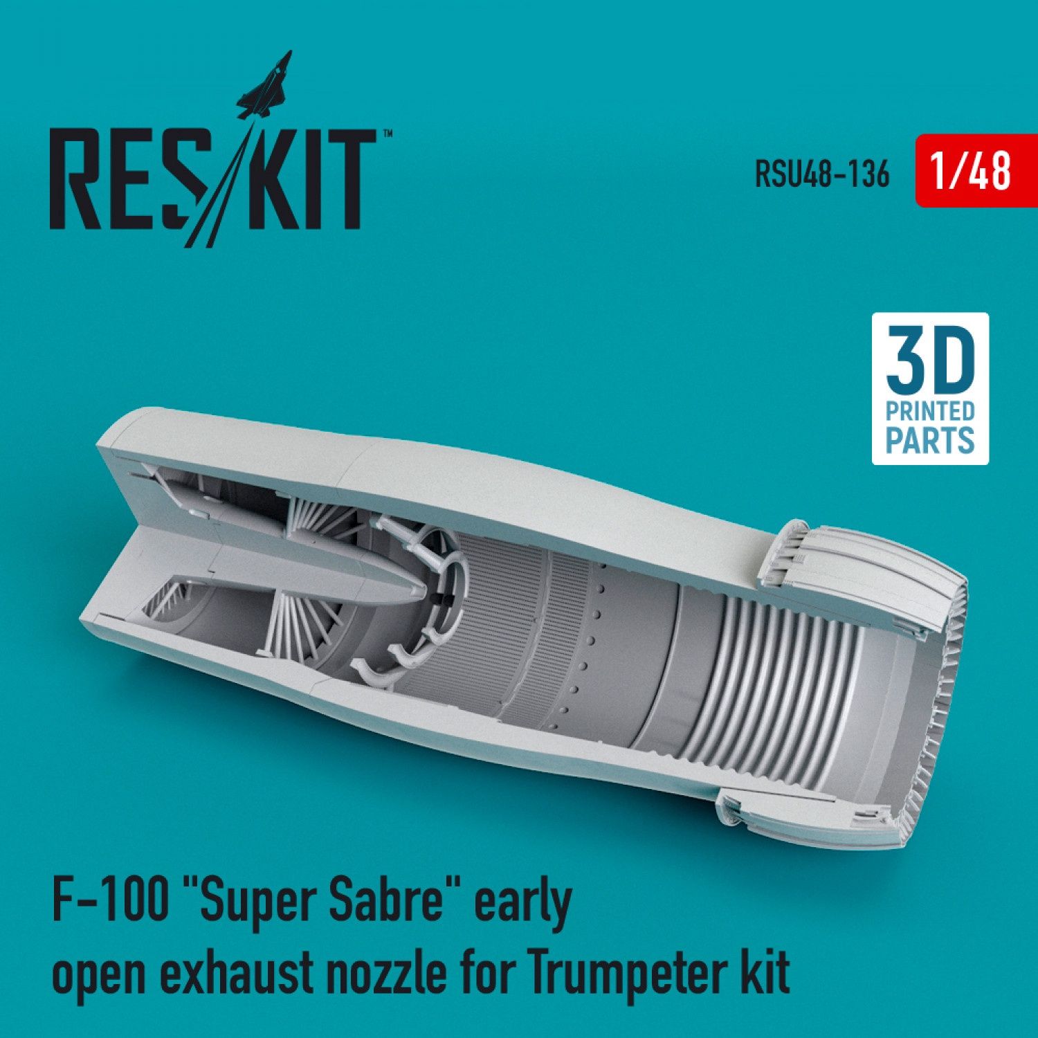 RSU48-0136 - F-100 &quot;Super Sabre&quot; early open exhaust nozzle for Trumpeter kit - 1:48