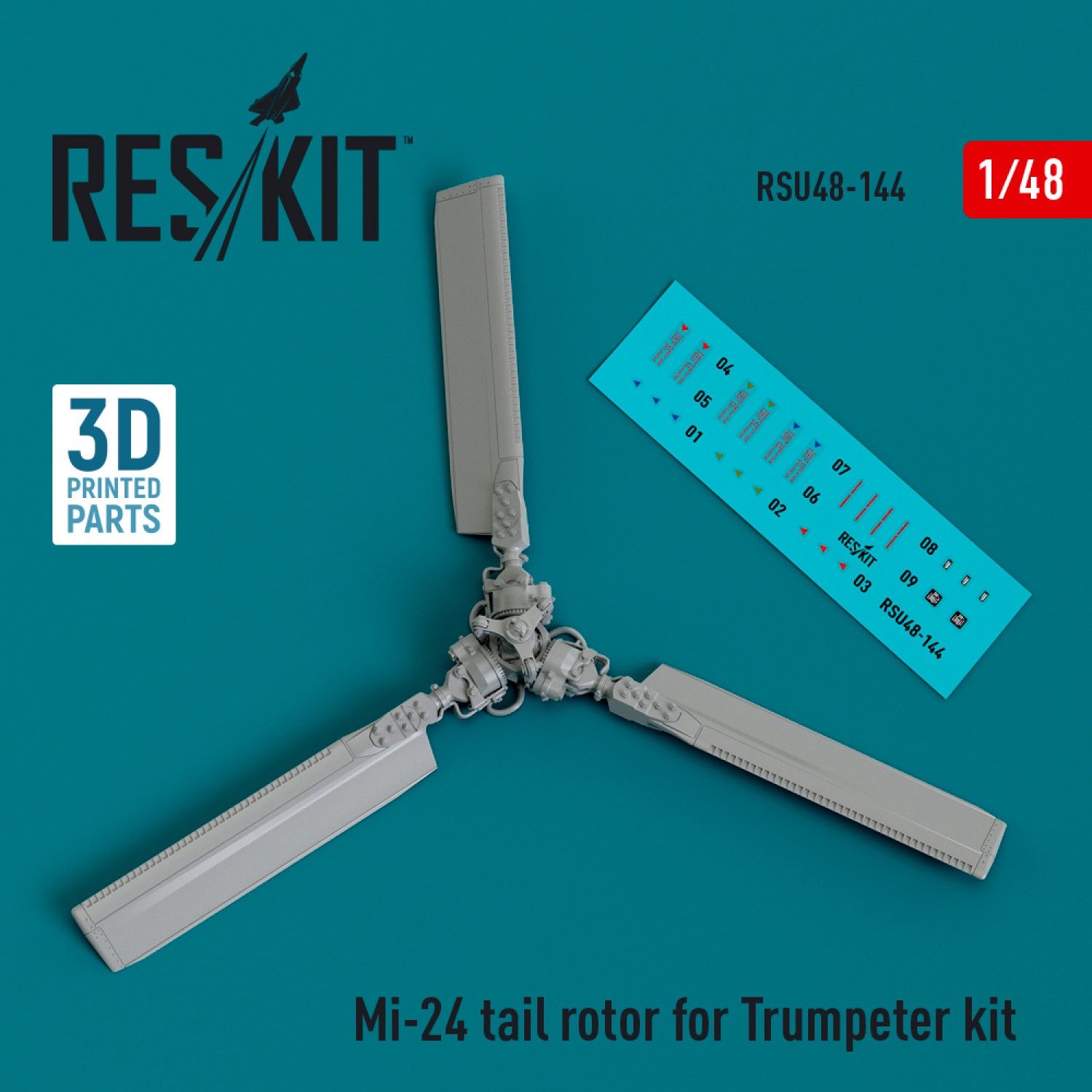 RSU48-0144 - Mi-24 tail rotor for Trumpeter kit (3D Printed)  - 1:48